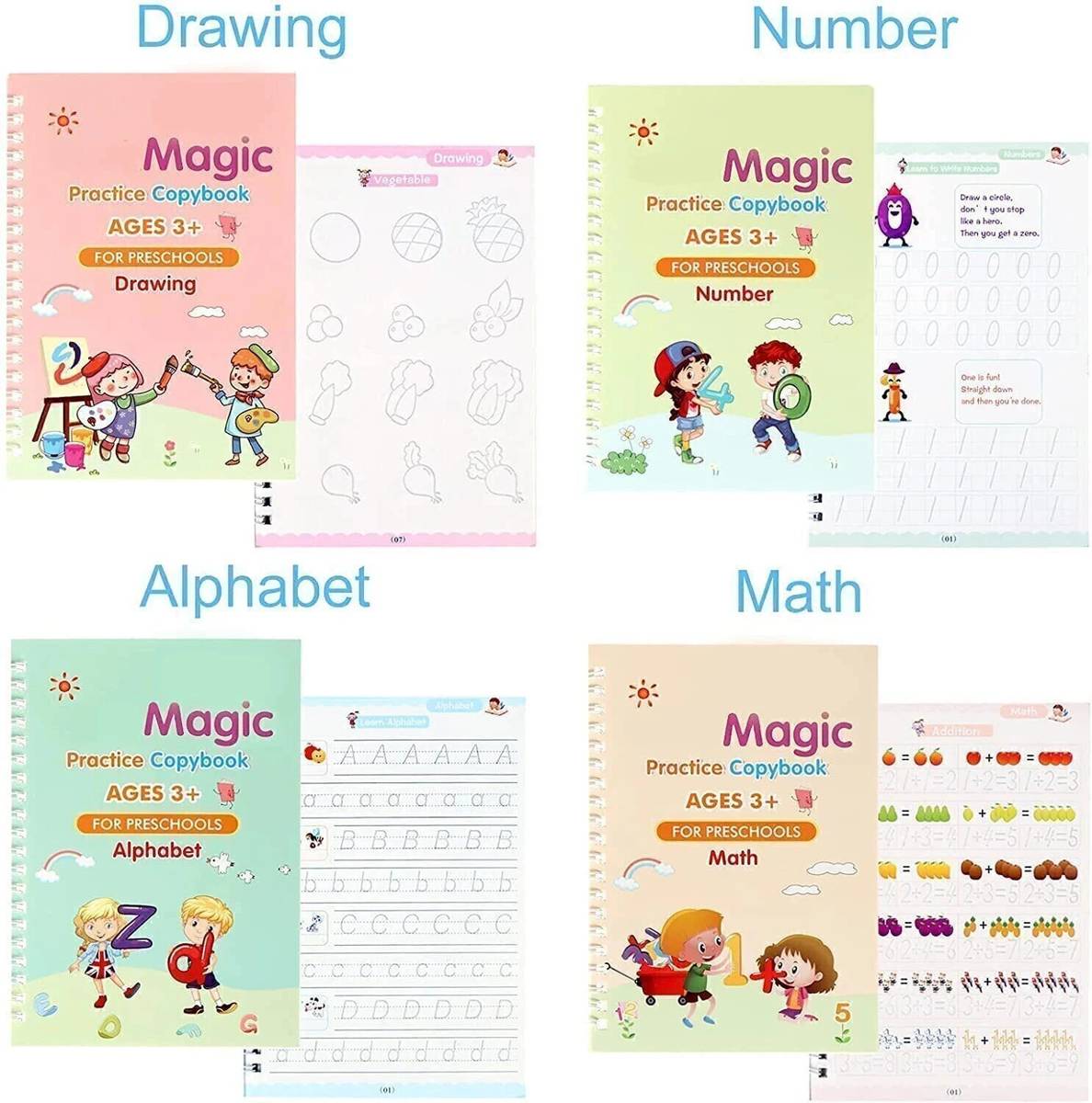 Sank Magic Books/10 Refills &1 Pen And Erasable 4 Set Of Practicing, Handwriting — photo 3
