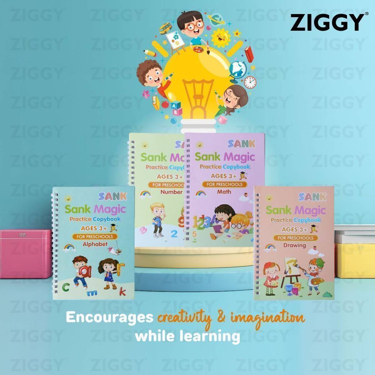 Magic practice copy book for preschool child 4Book+10Refills 1 pen 1 grip — photo 3