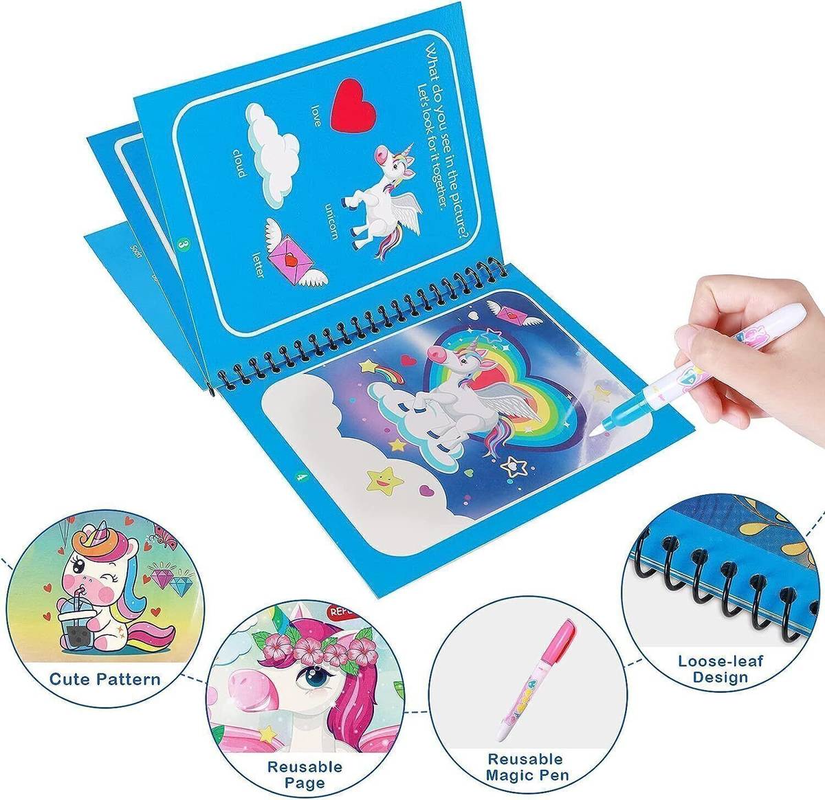 Reusable Magic Water Book for Kids Paint Colouring Drawing Pen Books Combo — photo 2