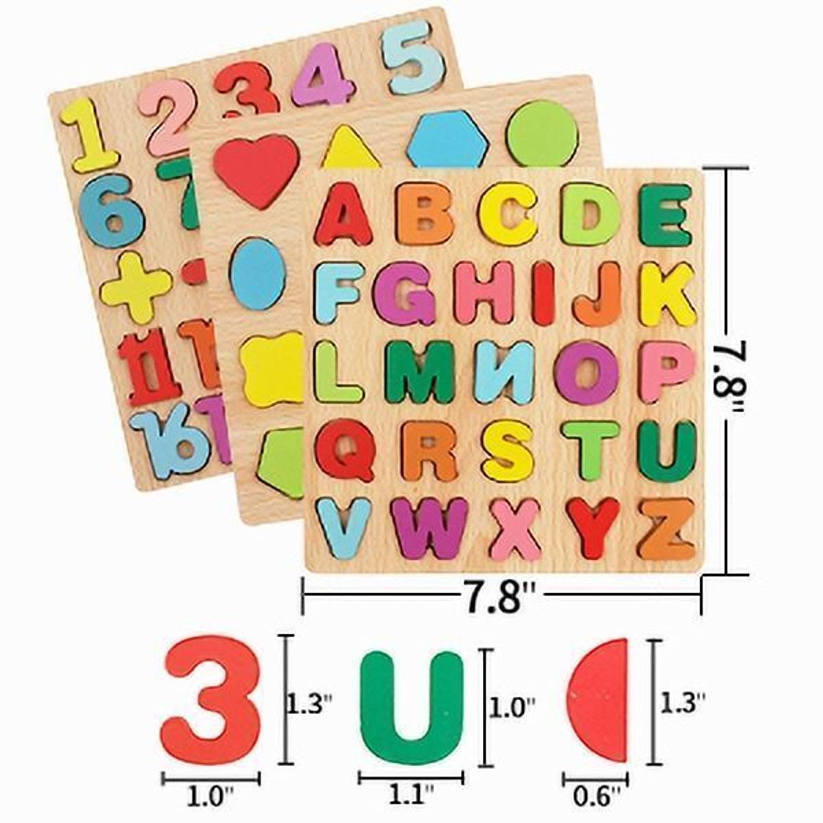 PRIVATECAVE Wooden Puzzles for Toddlers Alphabet Shape Number Puzzles for Kids — photo 2