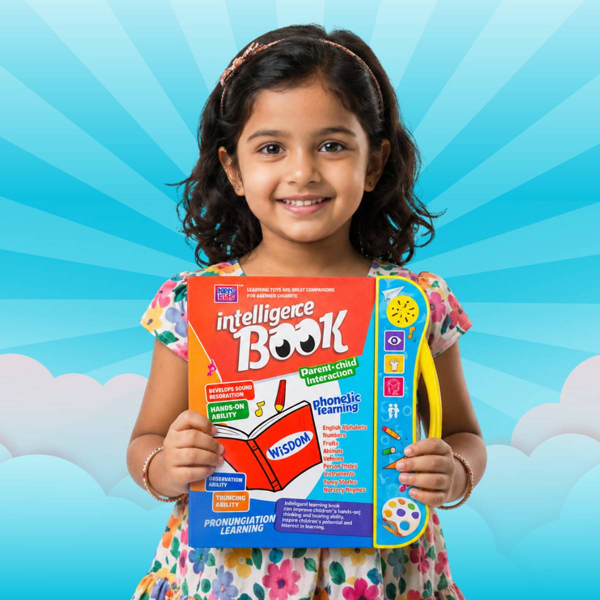 WISHLUCK Entertaining E-Book for Kids – Interactive Digital Musical Book with ABC, Rhymes