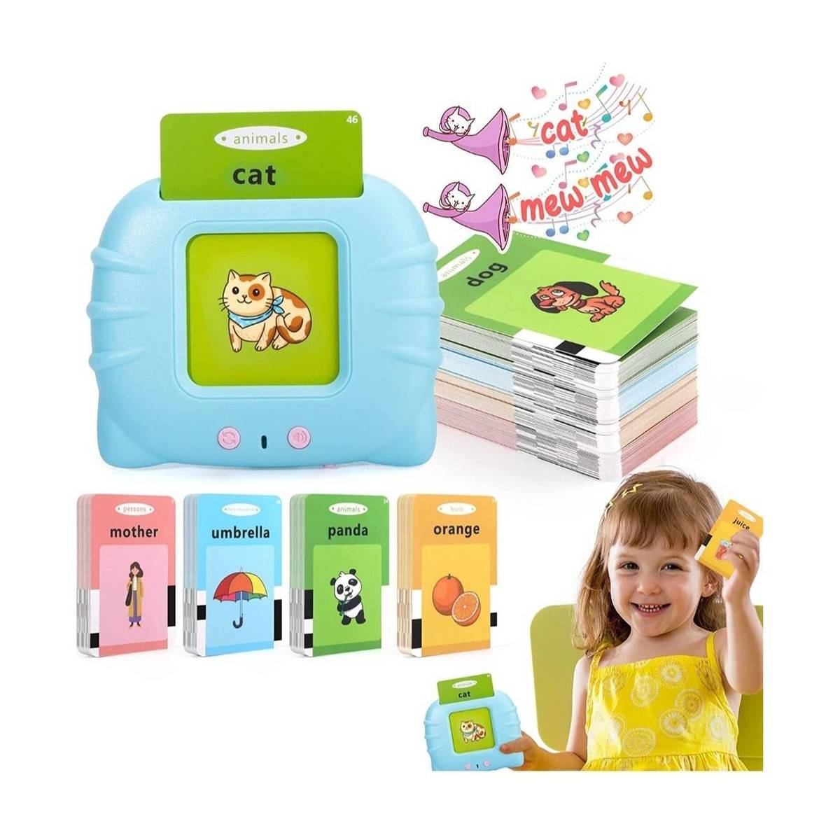 112 PCS Flash Cards for Kids English Words Preschool Reading Early Talking Toy
