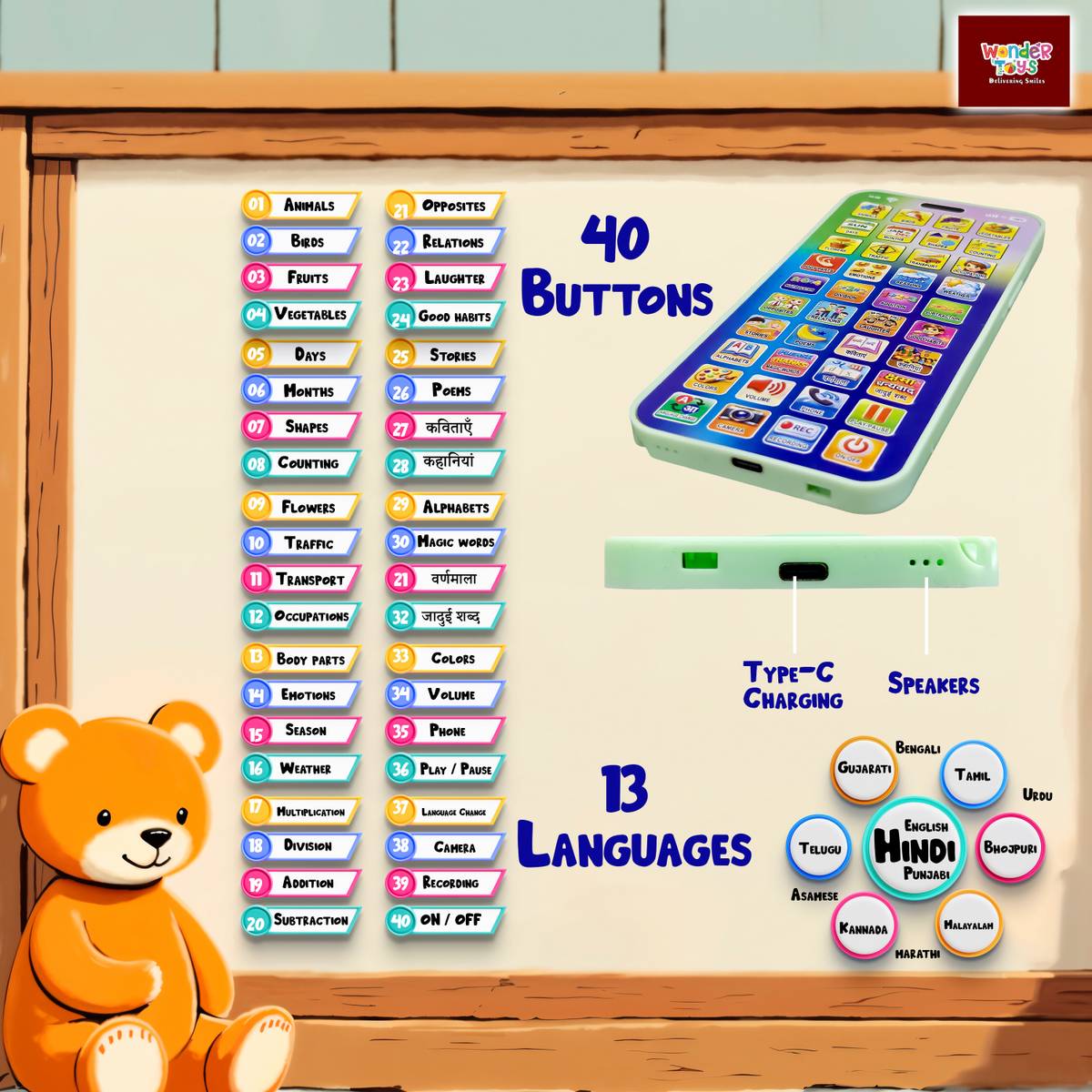 Wonder LERNIX Pro Max Educational Phone - 184 Features 40 Buttons 13 Languages — photo 3