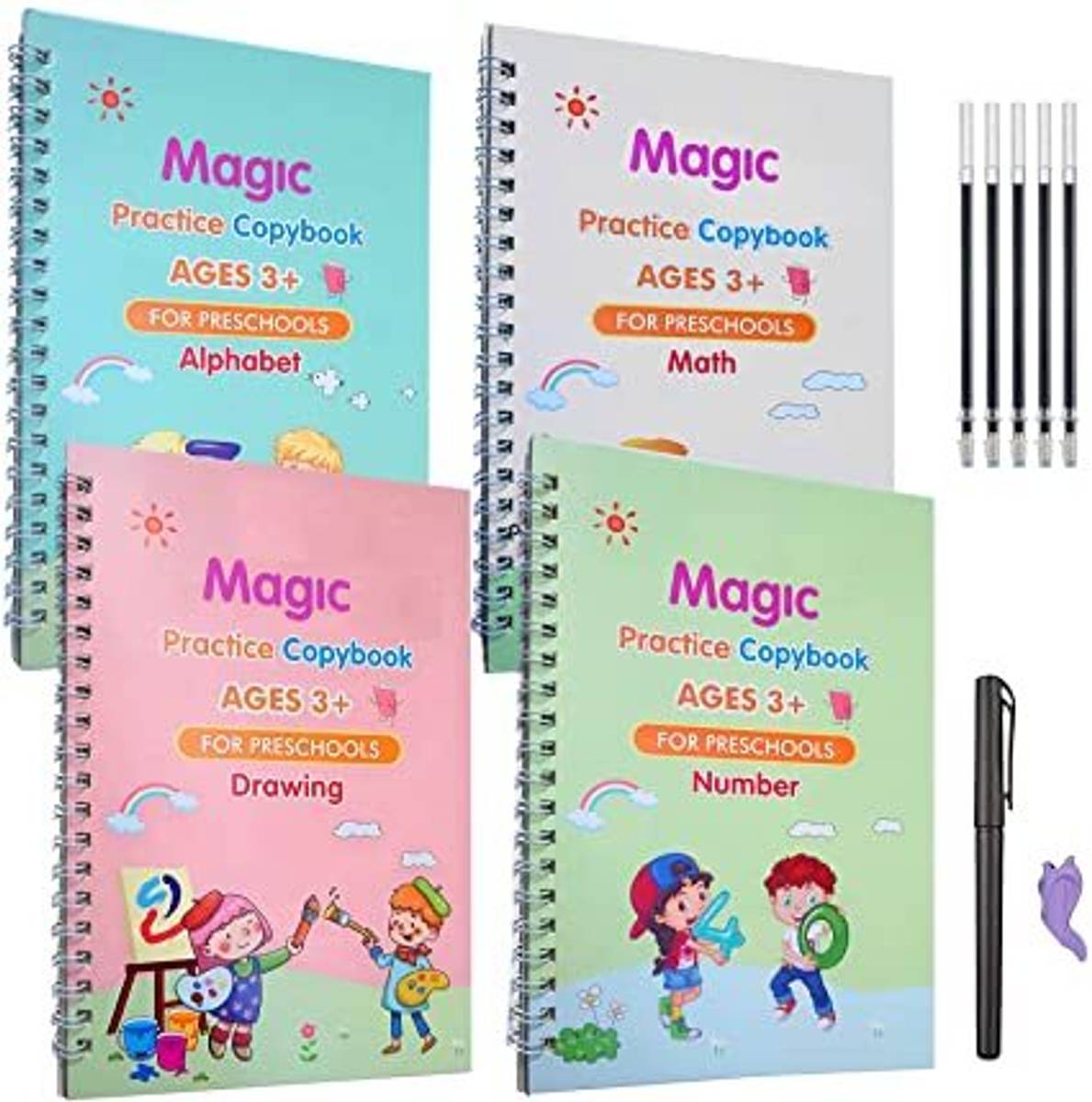 Magic practice copy book for preschool child 4Book+10Refills — photo 3