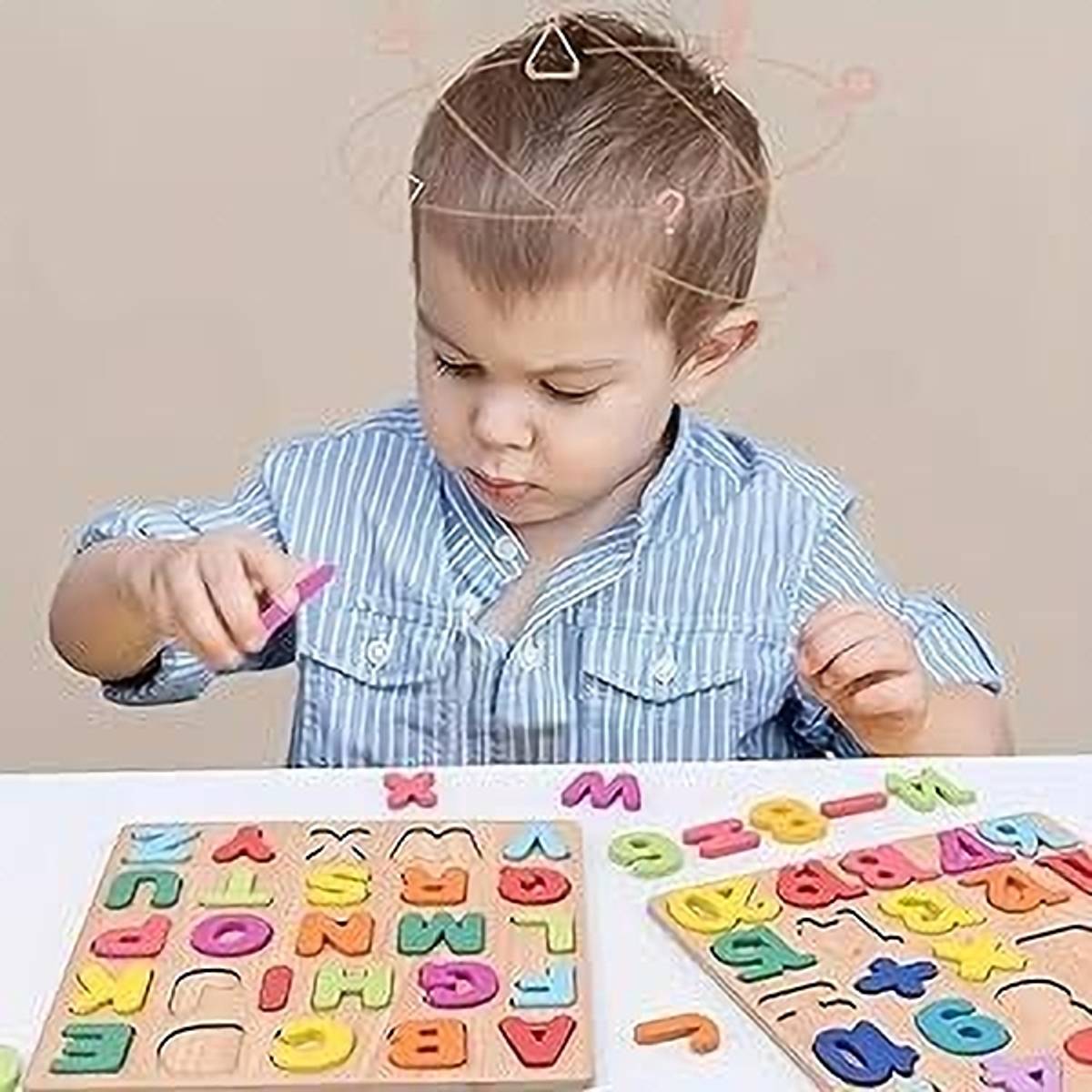 PRIVATECAVE 2 Pack Wooden ABCD Alphabet Number Shape Explorative Puzzles — photo 5