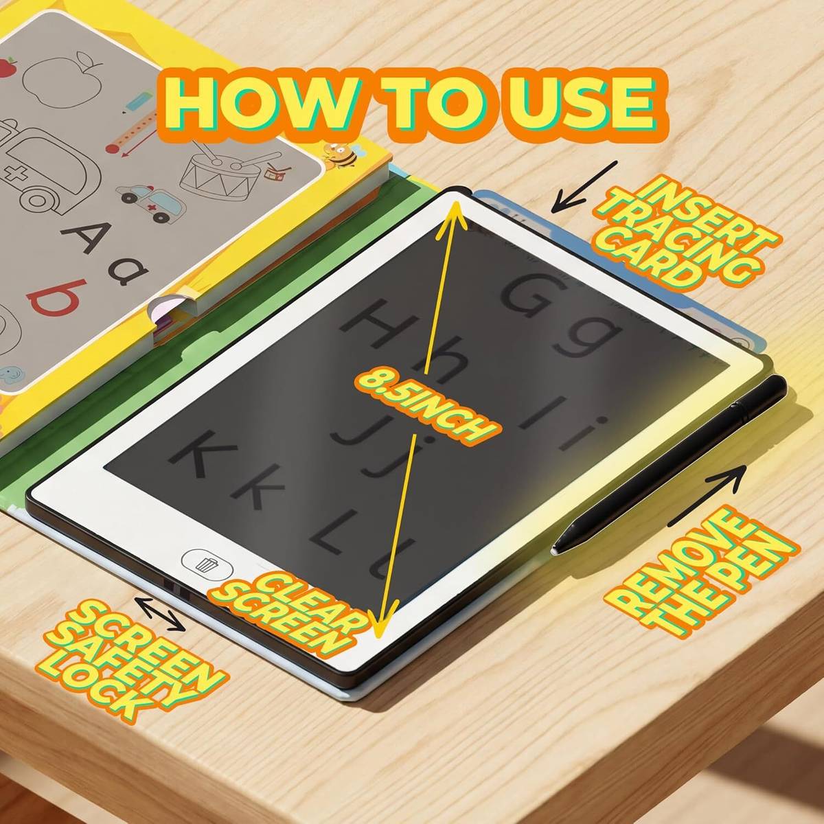 8.5 inch LCD Tracing Book with Writing Tablet,Stylus &40 practice cards for kids — photo 3