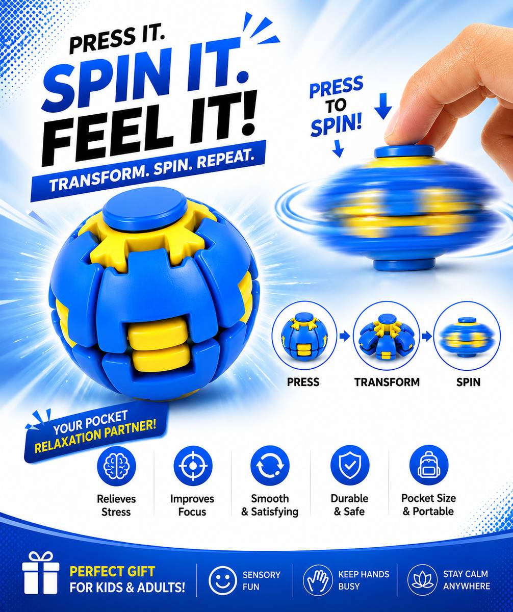 SPIN IT Press Spinner Ball Toy | 360 Press to Spin Stress Relief Fidget — photo 3