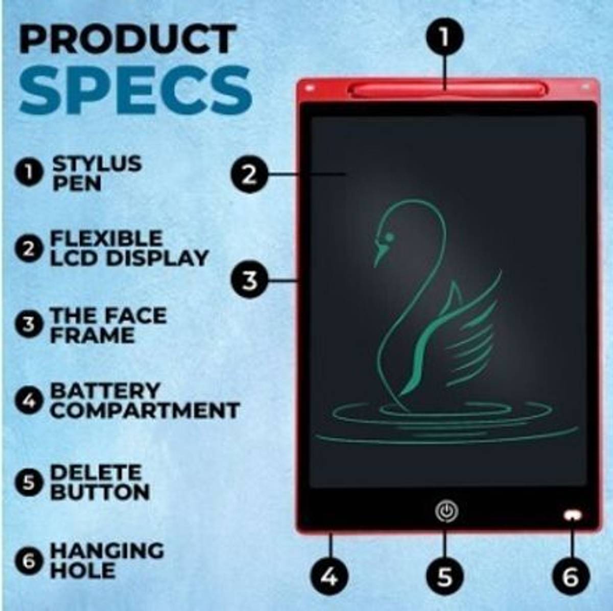 12inch LCD Writing Pad ,Writing Tablet Erasable & Rechargeable for Kids Adults — photo 3