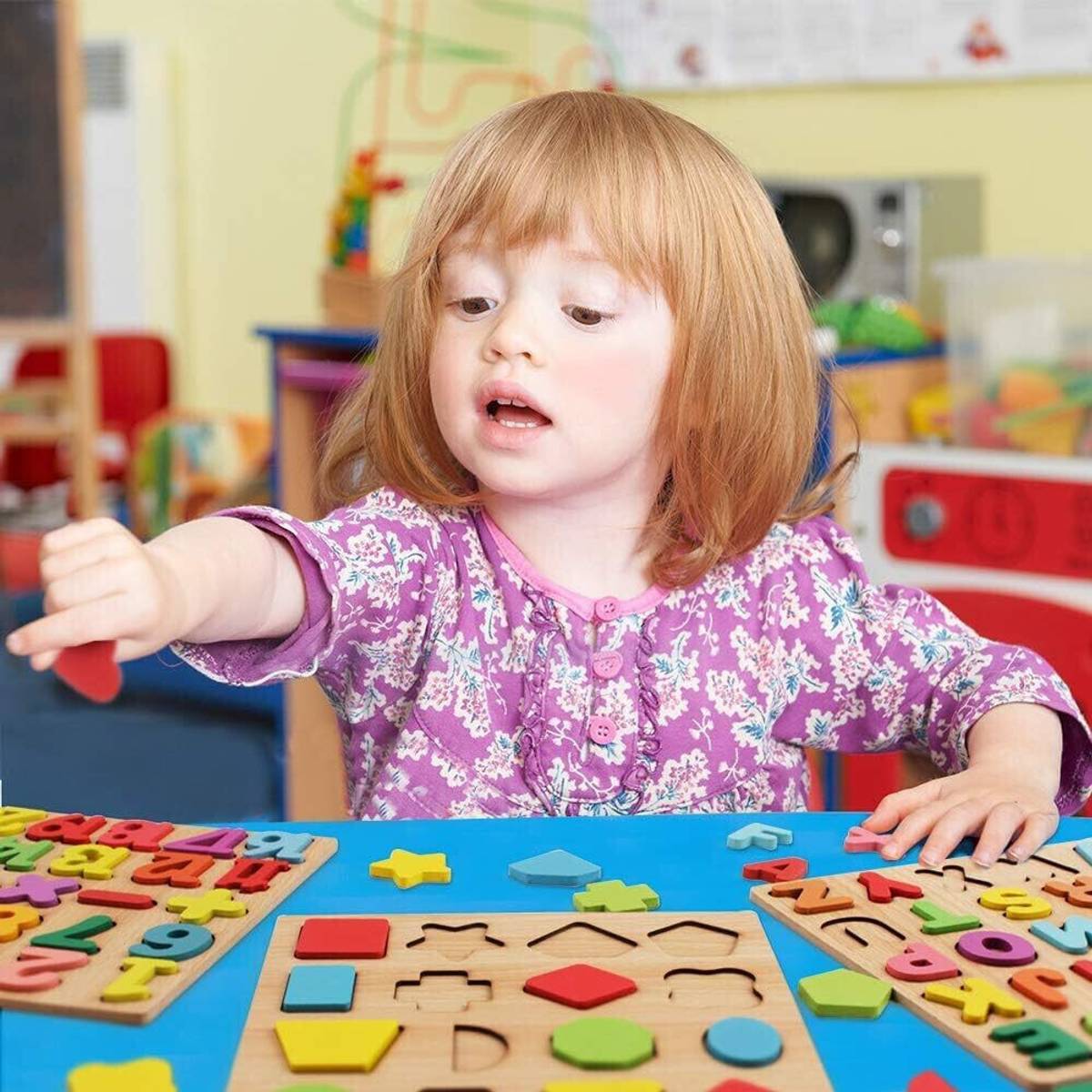 Wooden 3D Capital Alphabets, Numbers, and Shapes Board Puzzle Toy for Kids — photo 3