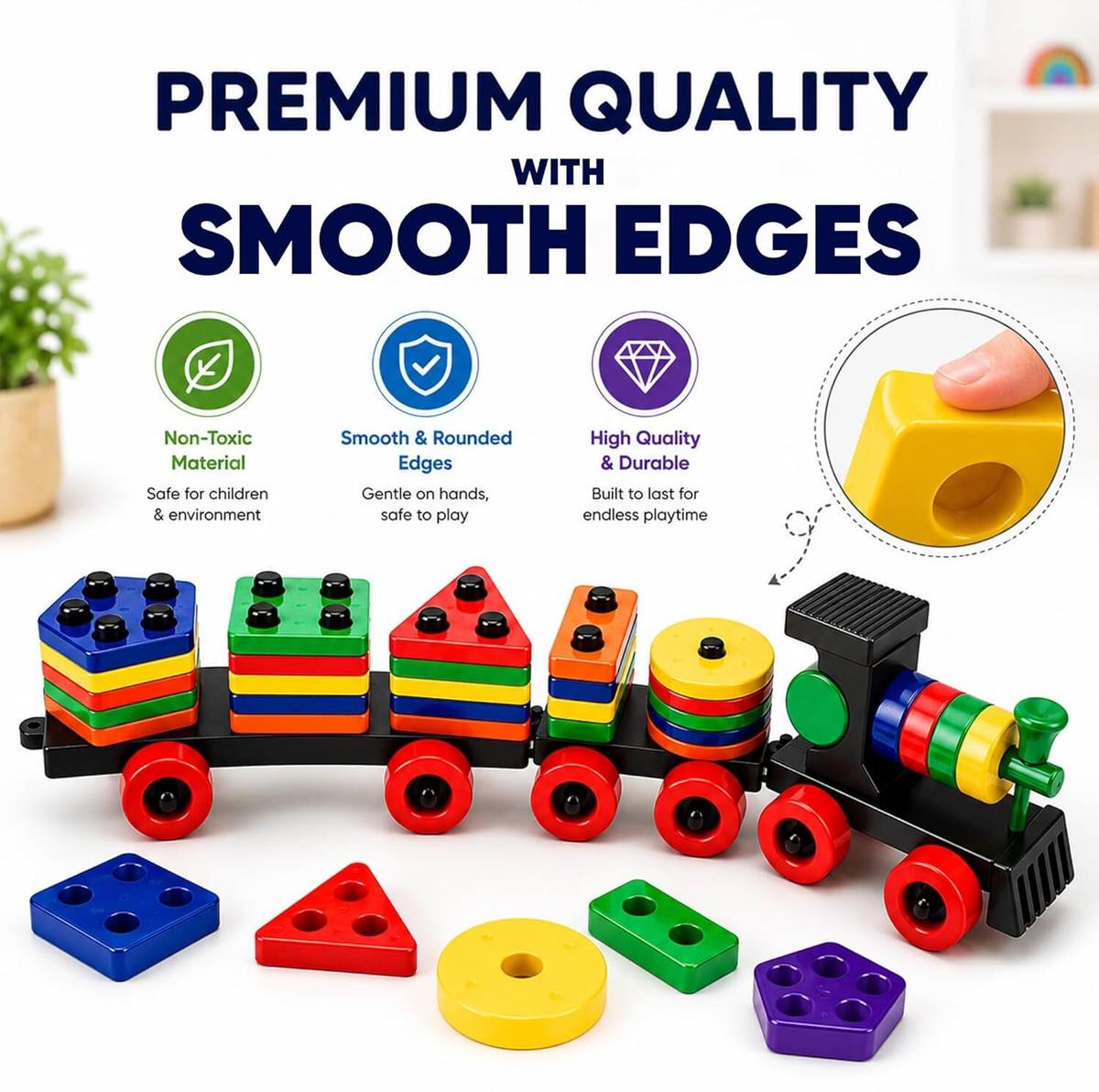 Sotnof Geometric color & Shape Sorting Train Toy for Kids Educational Learning set — photo 5