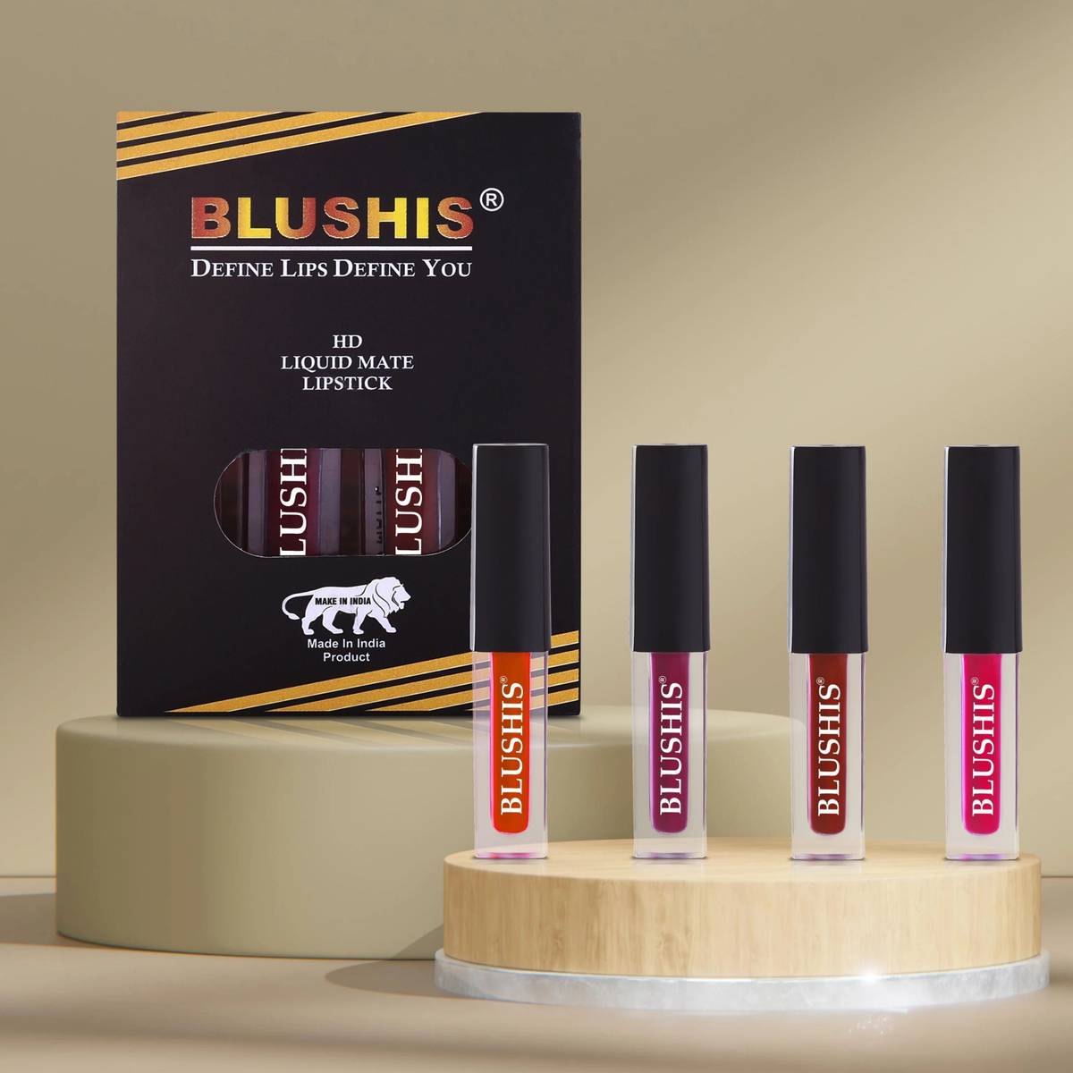 BLUSHIS Non Transfer Insta Beauty Waterproof Longlast SensationaL Liquid Matte Mini Lipstick Combo Pack Of 4 Red ,Purple Maroon and Magenta Colour Shade — photo 2