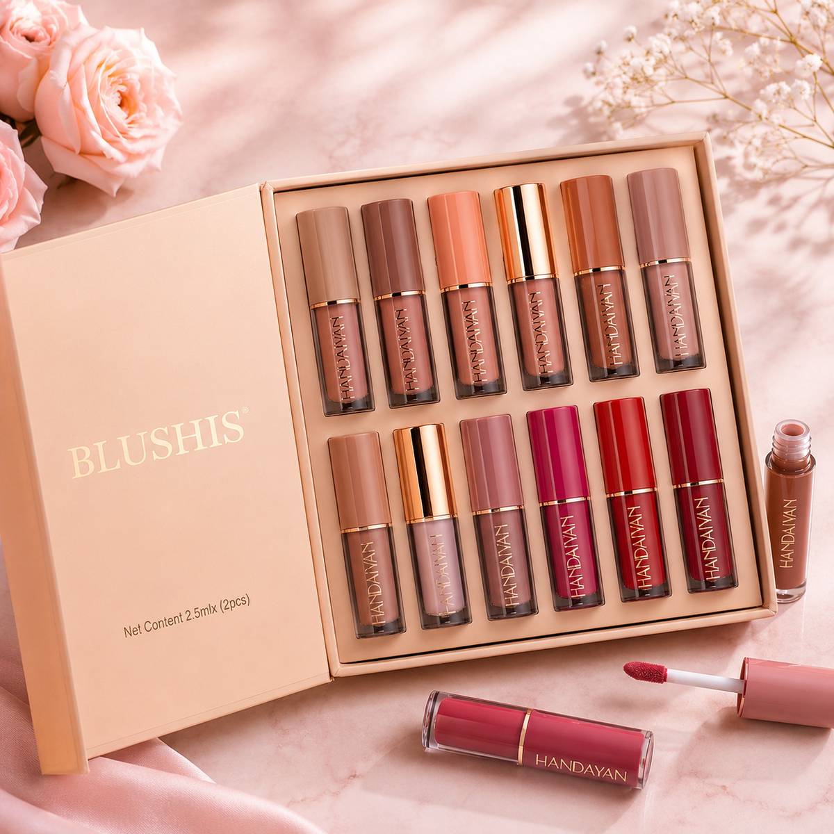 BLUSHIS Lipstick Set of 12 Matte Velvet Mini Liquid Lipstick Set for Women