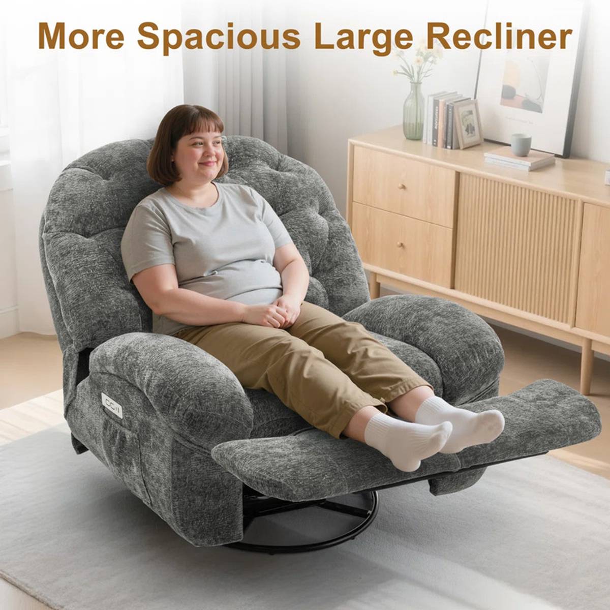 Friends Life Recliner Sofa 1 Seater, Electric Recliner Chair, Soft Fabric Solid Wood Living Room Chair — photo 3