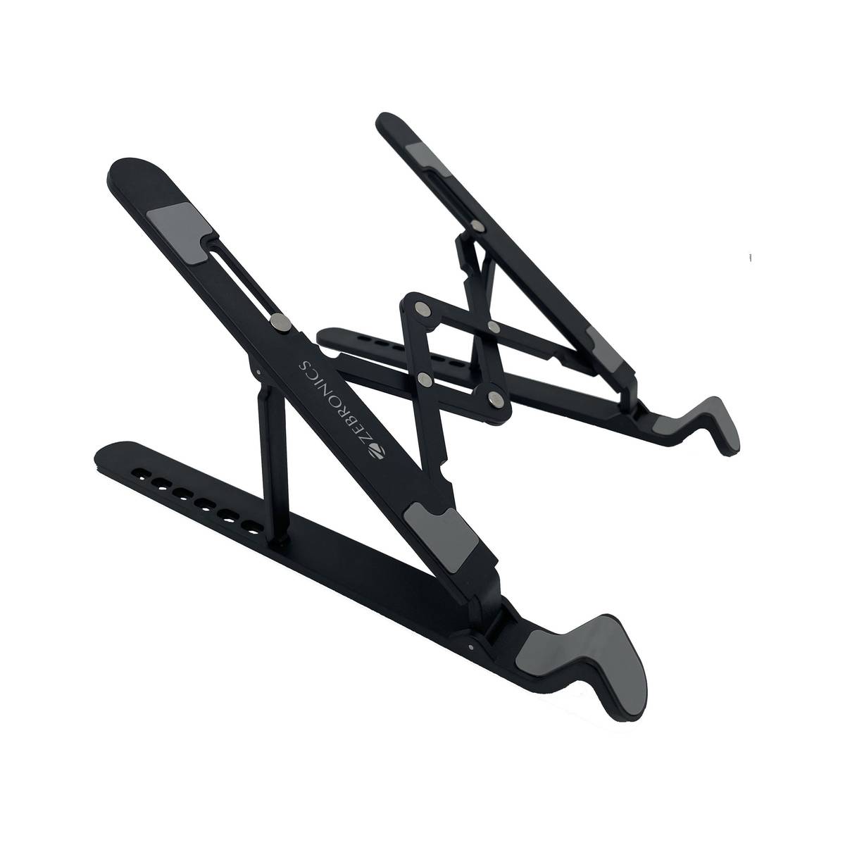 ZEBRONICS ZEB-NS1500 ZEB NS-1500 laptop stand with 7 Angles adjustable Tabletop(BLACK) Plastic Laptop Stand with Adjustable Height with Rubber Pads and 6 Adjustable Levels- Compatible with 40 - 44cm Laptops