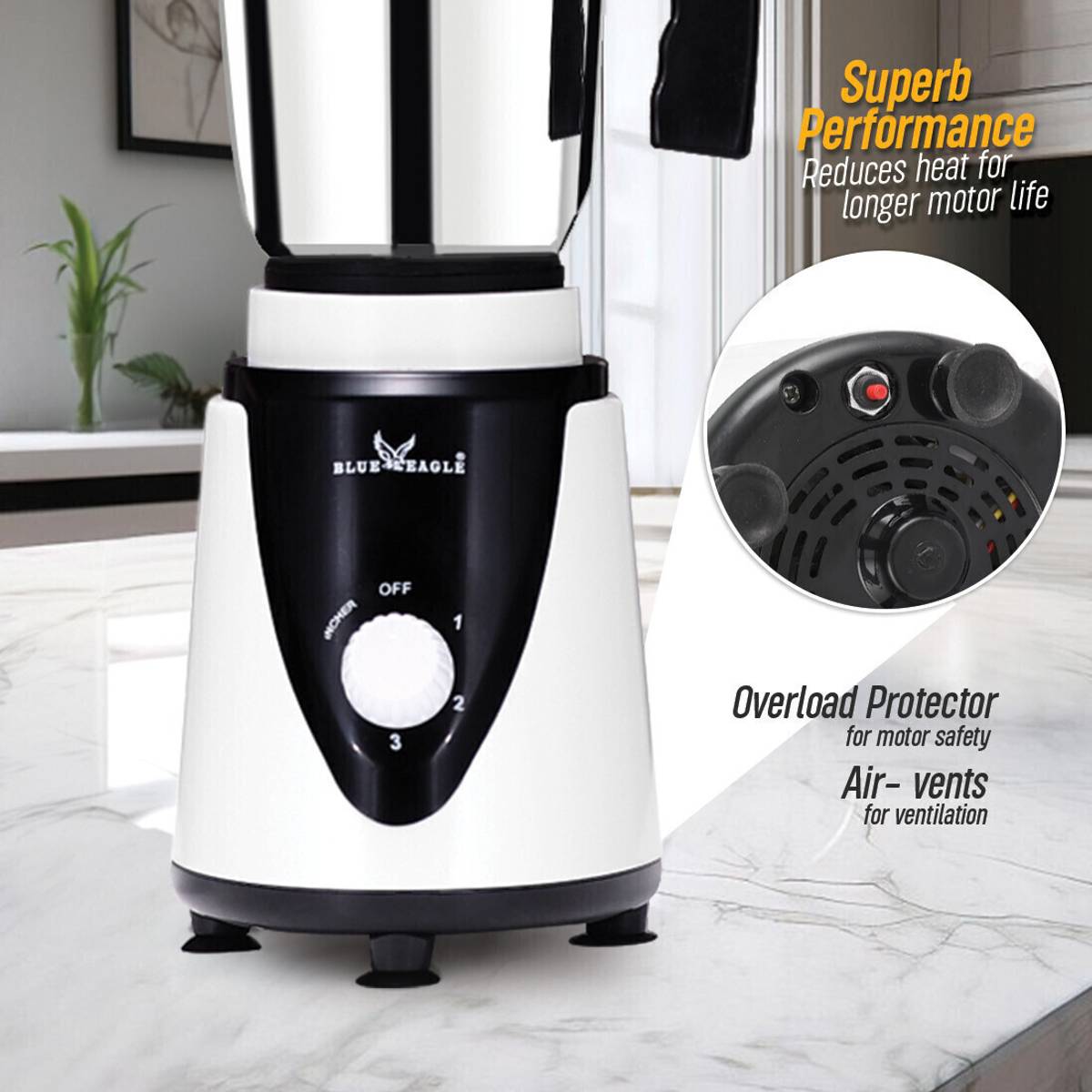 Blue eagle 1.2ml Liquidizing ,0.8ml Multi,0.4ml Chutney Jar, 500 W Juicer Mixer Grinder — photo 4