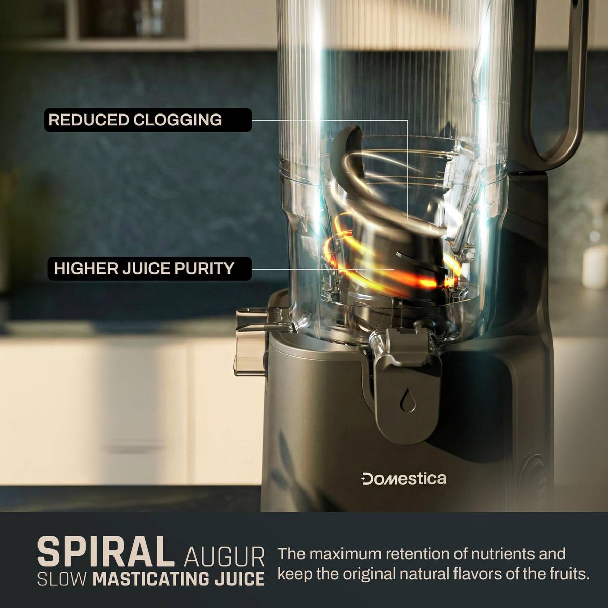 Domestica Dripdrop Pro Cold Press Juicer for Home |Slow Juicer for Fruits with BLDC Motor 1200 W Juicer Mixer Grinder — photo 4