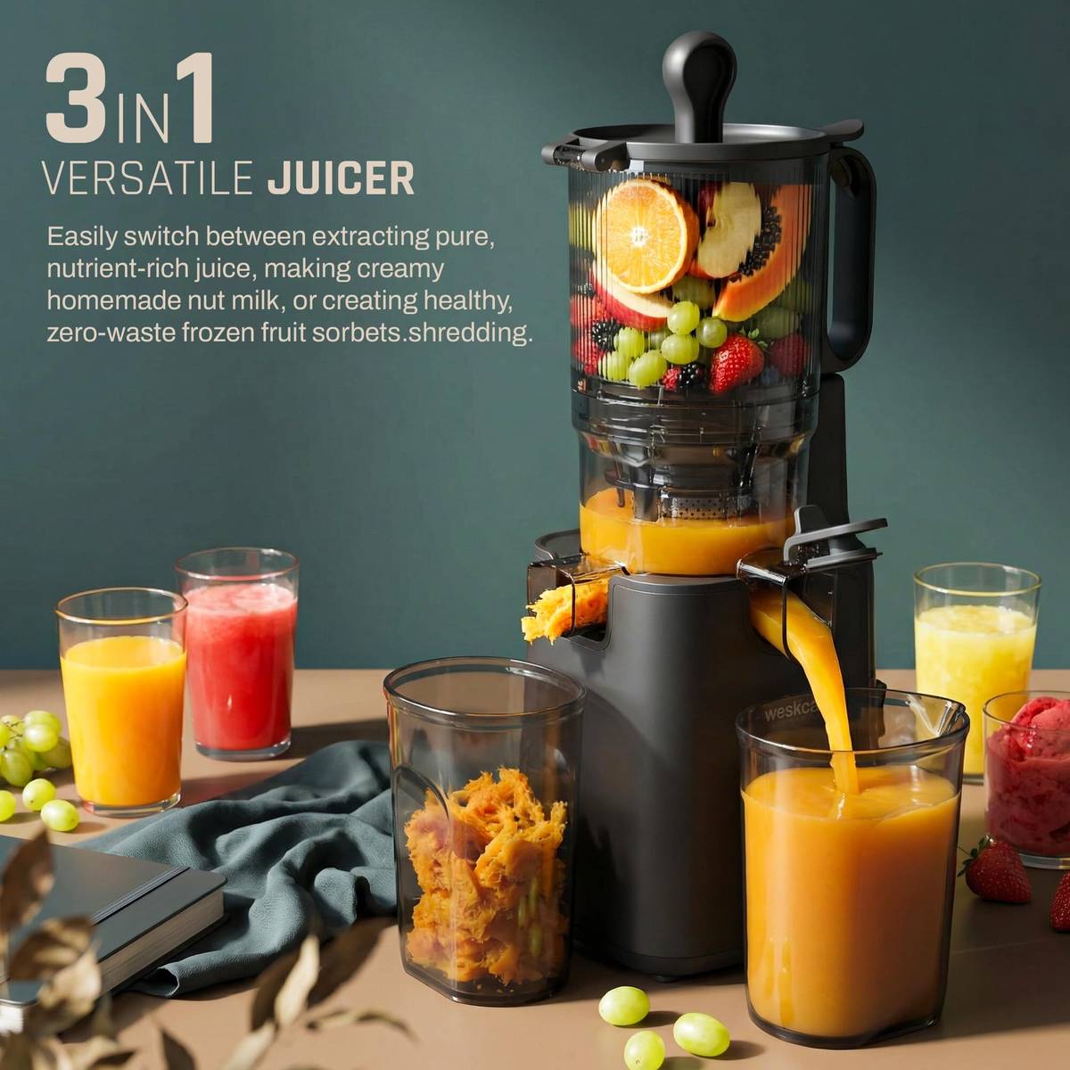 Domestica Dripdrop Pro Cold Press Juicer for Home |Slow Juicer for Fruits with BLDC Motor 1200 W Juicer Mixer Grinder — photo 2
