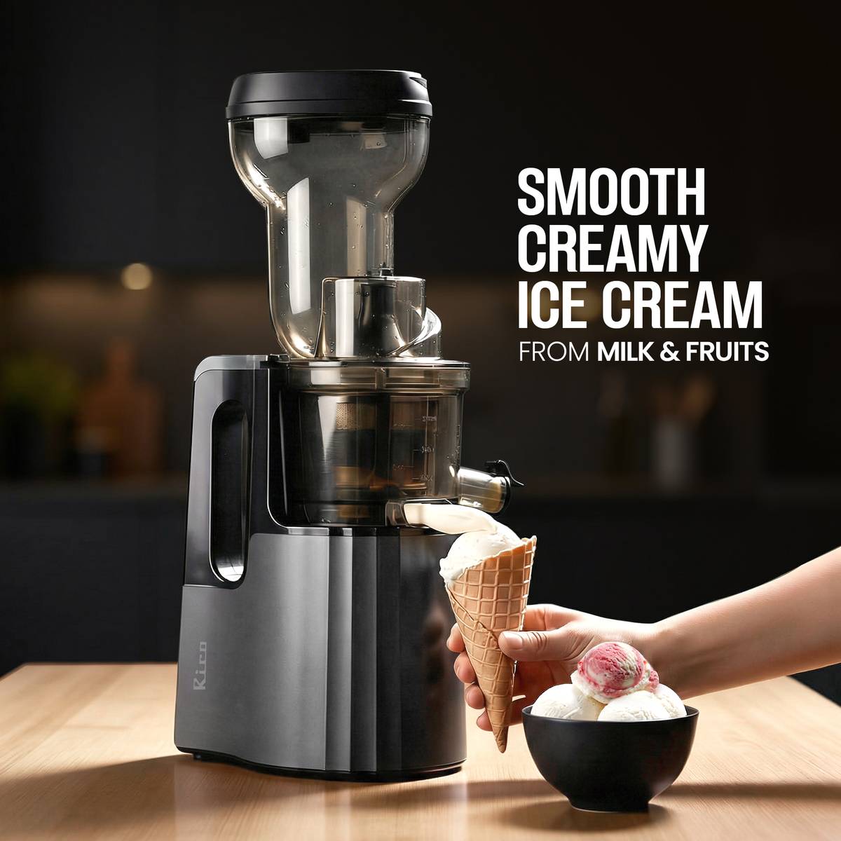 Rico Cold Press Slow Juicer | Ice Cream Maker | 5 Year Motor Warranty 300 W Juicer — photo 4