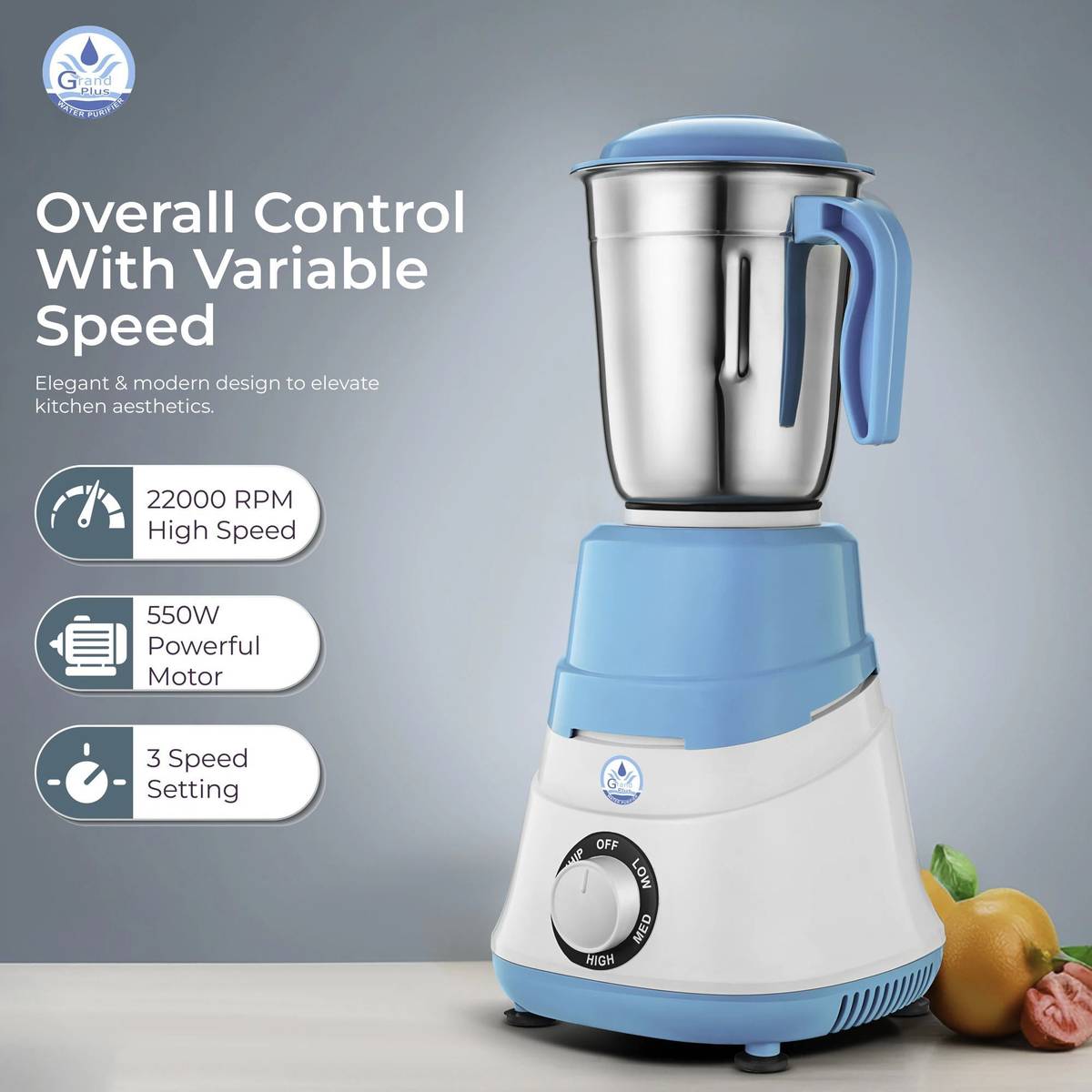 Sky Blue 550 W Mixer Grinder — photo 3