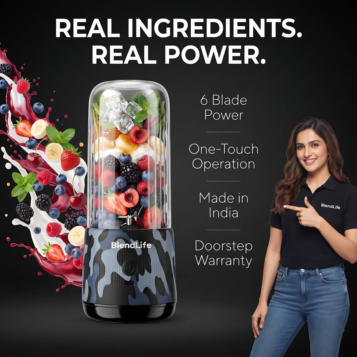 BlendLife JOSH Portable Blender, 380ml, 1200mAh, Made in Bharat, ISI Certified 100 W Juicer Mixer Grinder — photo 5
