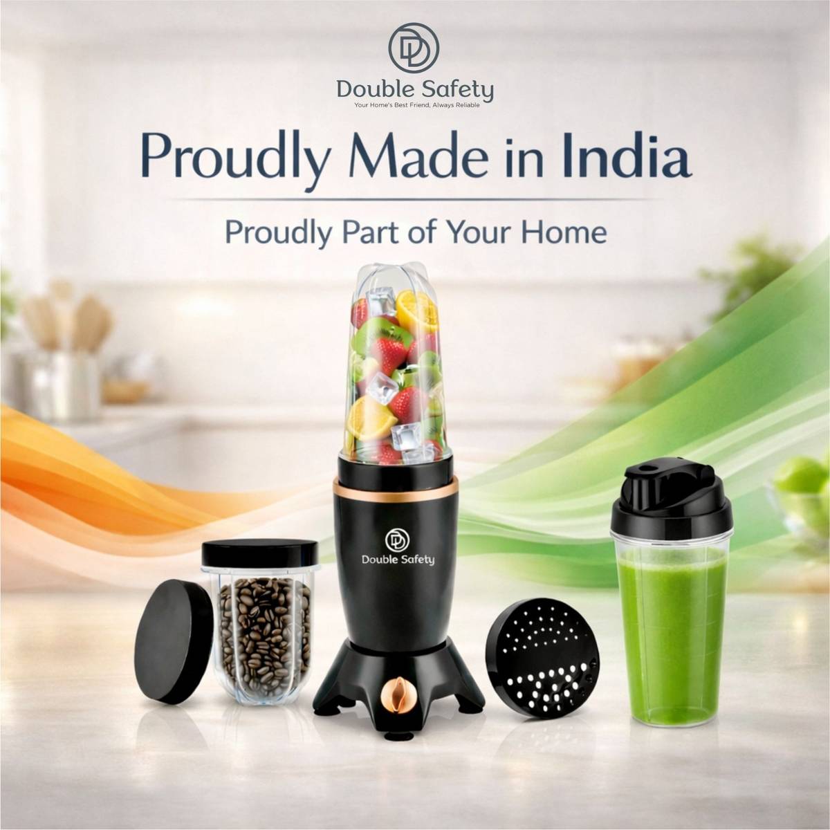 Double Safety Nutri GO Blender 500W for Smoothies, Shakes, Chutney & Dry Grinding 500 W Juicer Mixer Grinder — photo 2