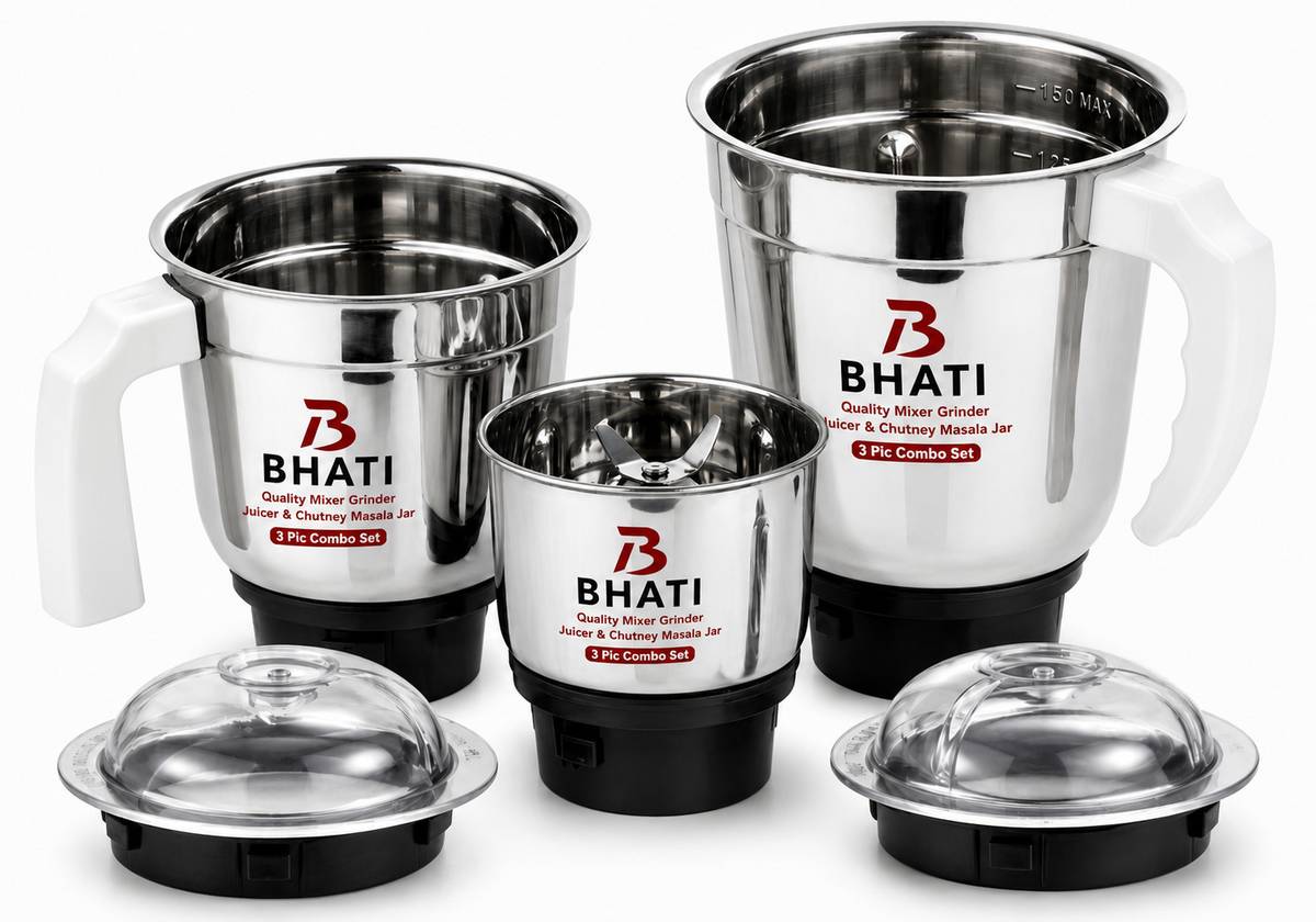BHATI mixer grinder chutney & jucer jar 3pic jar combo pack 2lock 4teeth coplar Mixer Juicer Jar