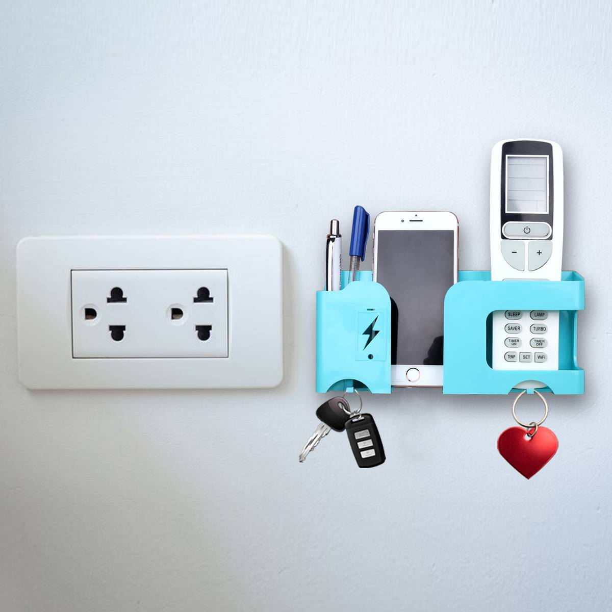 5 Compartments Plastic Multi Purpose Holder For Pens, ACvTV Remotes,Mobile,Charging Wire and Keychain