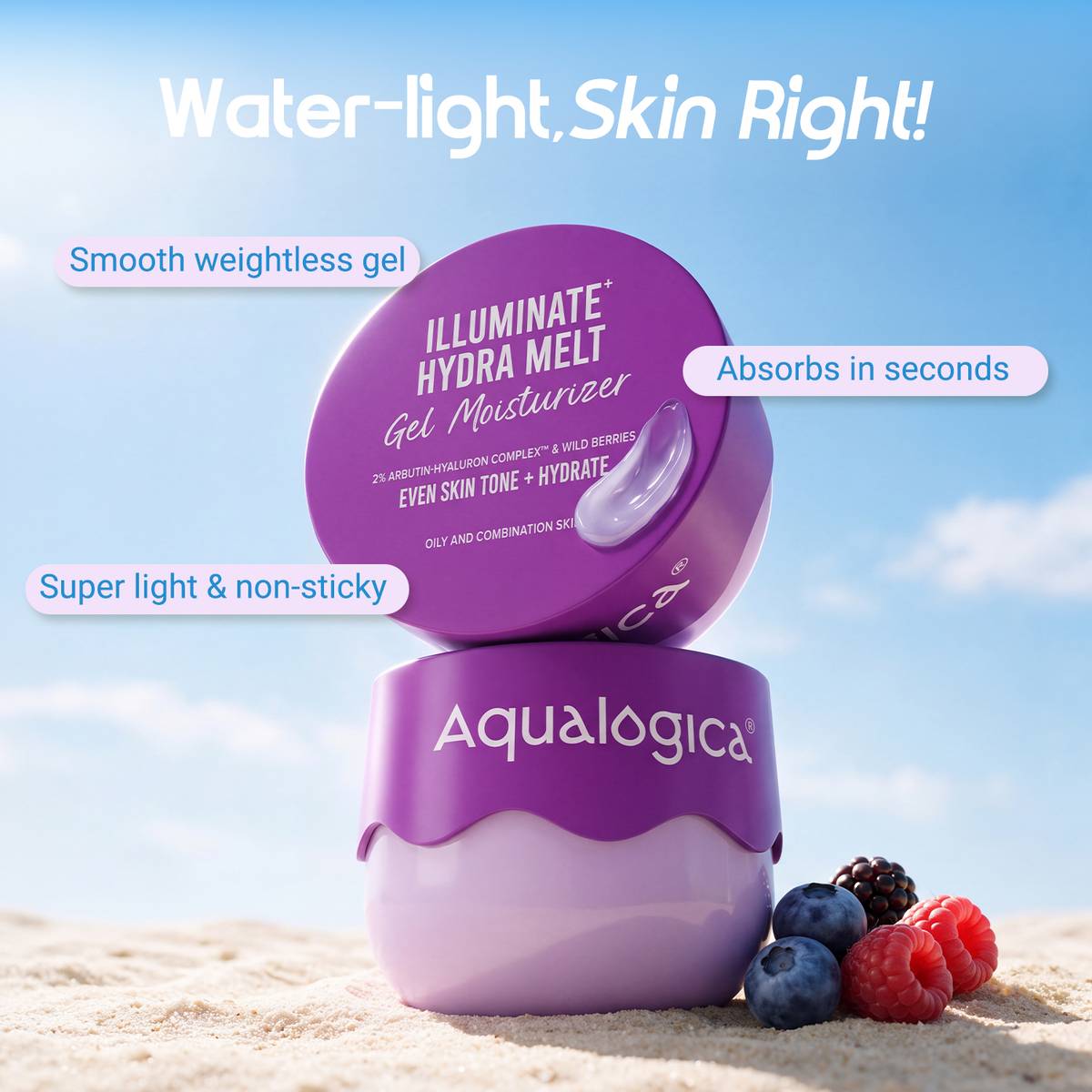 Aqualogica Illuminate + Hydra Gel Moisturizer with Wild Berries & Alpha Arbutin — photo 3