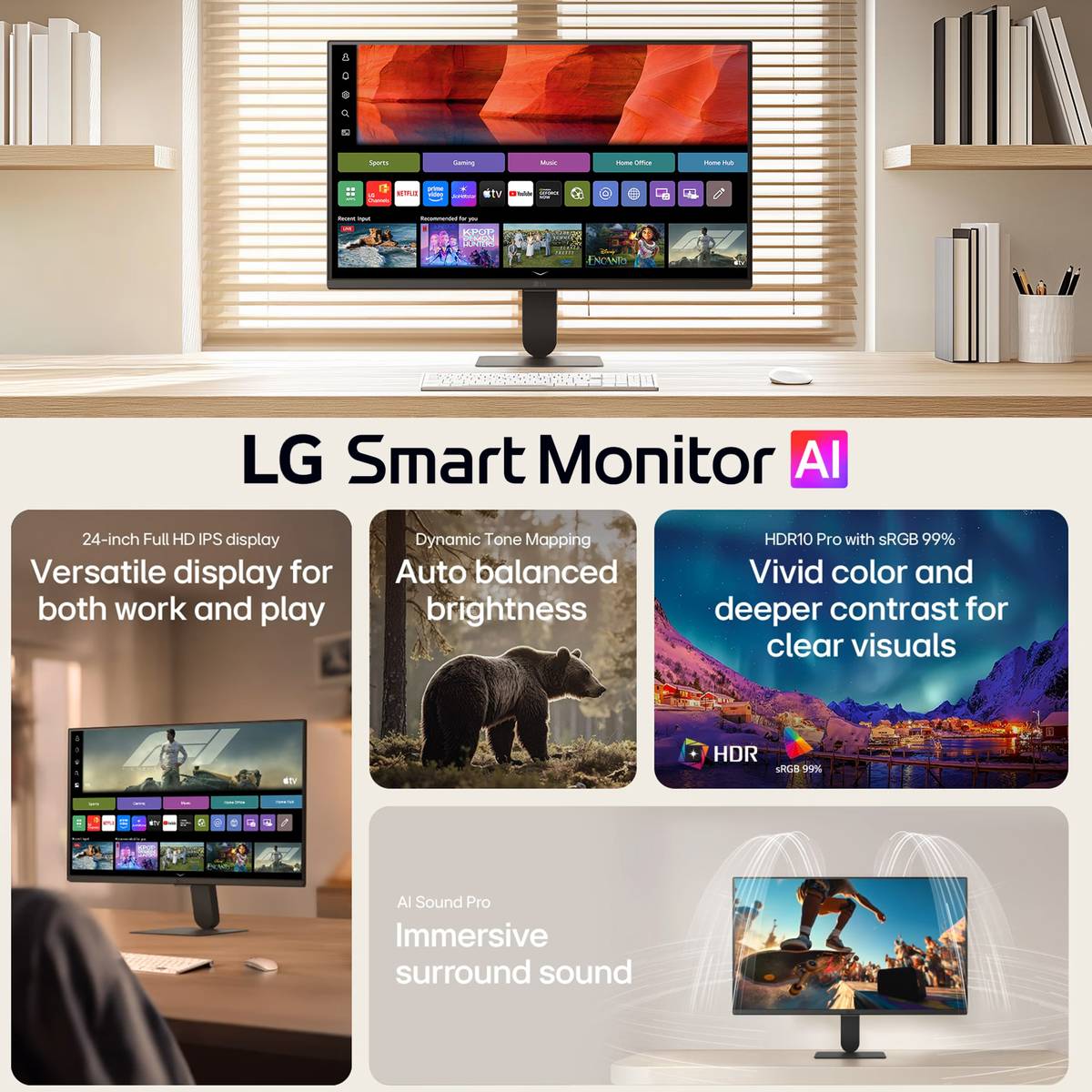 LG Smart AI 59.99 cm (24 inches) Full HD IPS Panel Monitor (24U511SB-B) — photo 2