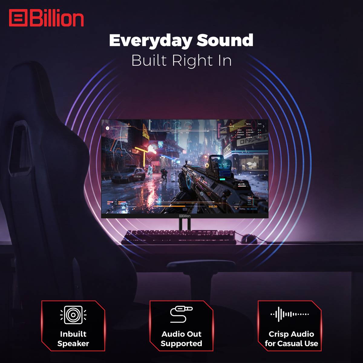 Billion 81.28 cm (32 inch) Curved Full HD LED Backlit VA Panel with 2 X 3W Inbuilt Speakers Gaming Monitor (32FHDMCQII1G) — photo 5
