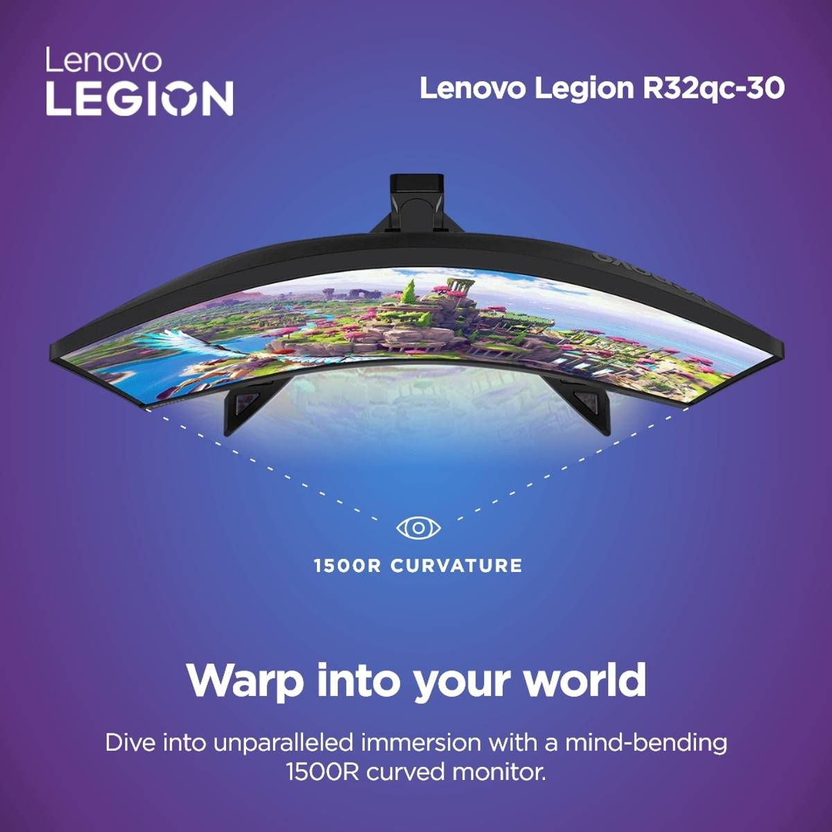 80.01 cm (32 inch) Curved Quad HD VA Panel with 99% sRGB, 1500R Curvature, 3Wx2 Speakers, 2xHDMI 2.1 TMDS, 1xDP 1.4, Tilt/Swivel/Pivot/Height Adjustable Gaming Monitor (Legion R32qc-30) — photo 5