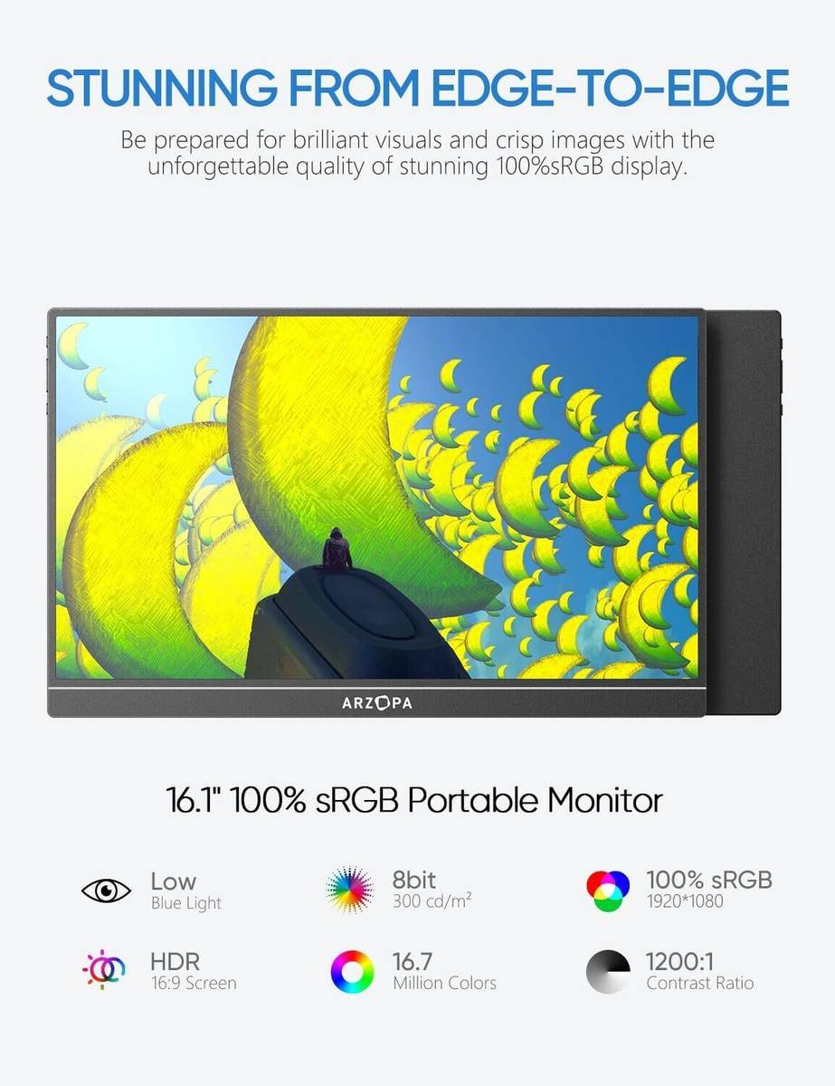 Arzopa Z1C 40.89 cm (16 inch) Full HD IPS Panel Monitor (16.1'' FHD 1080P Portable Monitor, Kickstand Portable Laptop Monitor) — photo 5