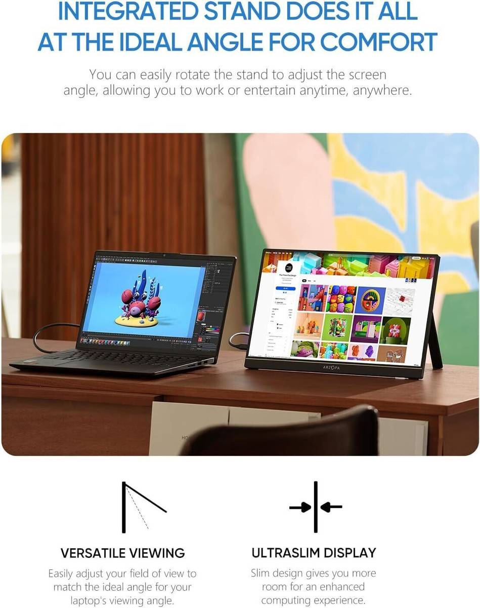 Arzopa Z1C 40.89 cm (16 inch) Full HD IPS Panel Monitor (16.1'' FHD 1080P Portable Monitor, Kickstand Portable Laptop Monitor) — photo 4