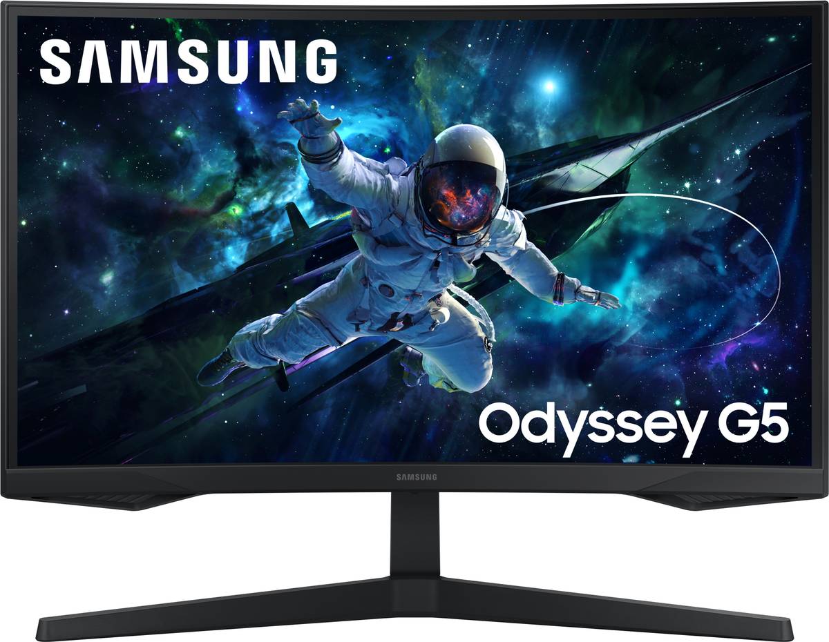 Samsung Odyssey G5 Curved 68.4 cm (27 inch) Curved Quad HD LED Backlit VA Panel with HDR10, 1000R curvature, 300 nits brightness, Ports-HDMI,DP,Headphone, DP Cable Monitor (LS27CG550EWXXL)