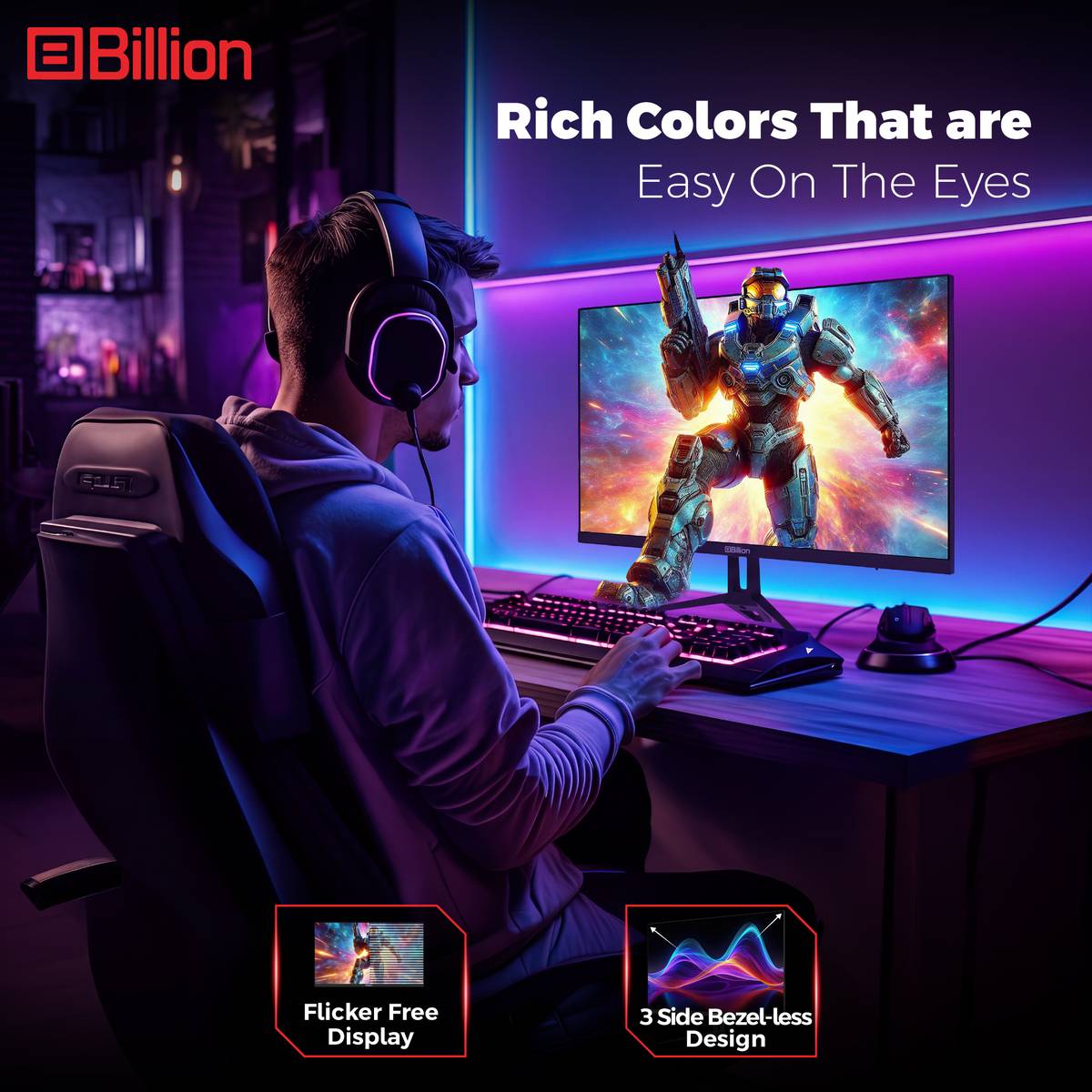 Billion 81.28 cm (32 inch) Curved Full HD LED Backlit VA Panel with 2 X 3W Inbuilt Speakers Gaming Monitor (32FHDMCQII1G) — photo 3
