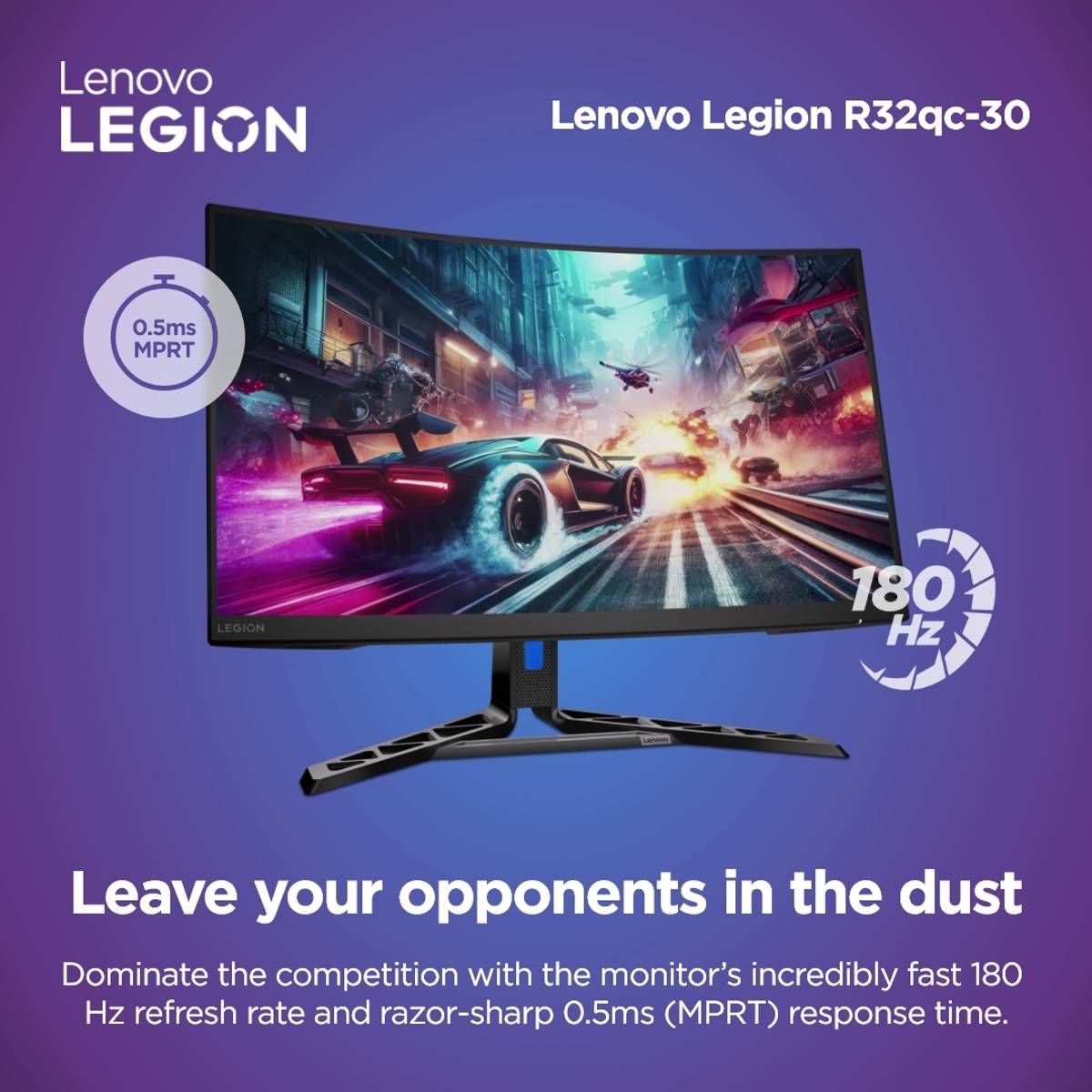 80.01 cm (32 inch) Curved Quad HD VA Panel with 99% sRGB, 1500R Curvature, 3Wx2 Speakers, 2xHDMI 2.1 TMDS, 1xDP 1.4, Tilt/Swivel/Pivot/Height Adjustable Gaming Monitor (Legion R32qc-30) — photo 3