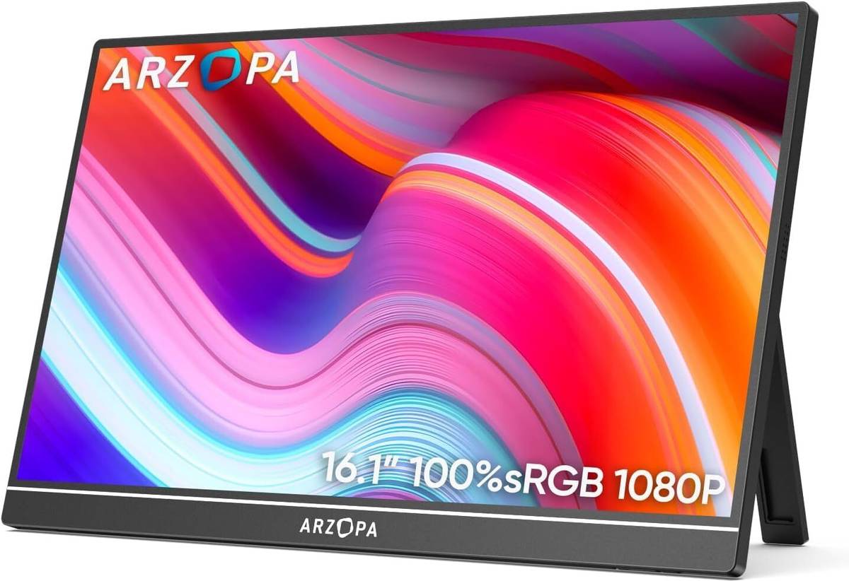 Arzopa Z1C 40.89 cm (16 inch) Full HD IPS Panel Monitor (16.1'' FHD 1080P Portable Monitor, Kickstand Portable Laptop Monitor)