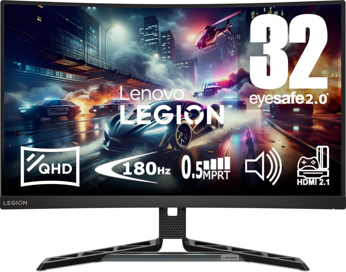 80.01 cm (32 inch) Curved Quad HD VA Panel with 99% sRGB, 1500R Curvature, 3Wx2 Speakers, 2xHDMI 2.1 TMDS, 1xDP 1.4, Tilt/Swivel/Pivot/Height Adjustable Gaming Monitor (Legion R32qc-30)