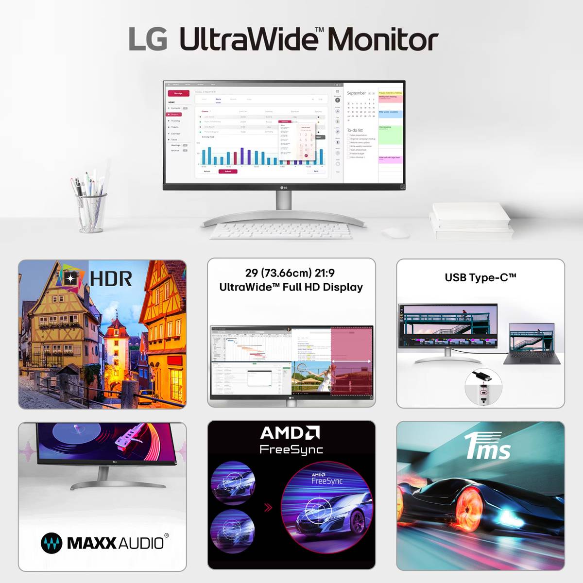 LG ULTRAWIDE 73.66 cm (29 inch) WFHD LED Backlit IPS Panel Gaming Monitor (29WQ600) — photo 2