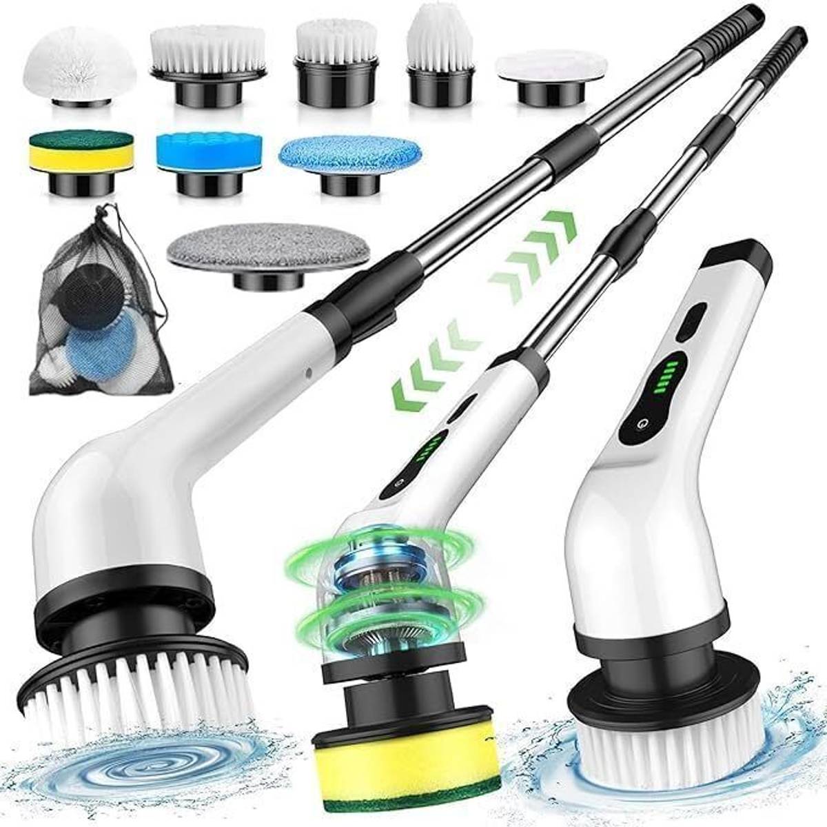 Miracle Mart 9 in 1 Cordless Electric Spin Scrubber | Rechargeable Cleaning Brush Scrubber Nylon Wet and Dry Brush