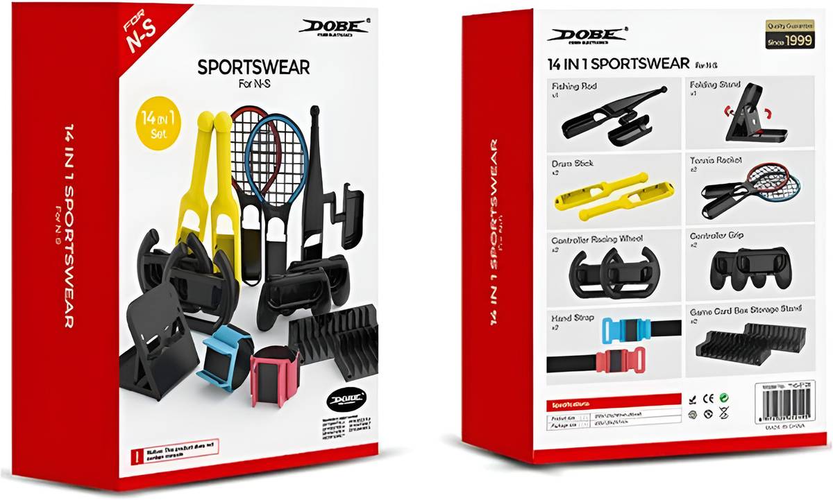 HG WORLD Dobe Nintendo Switch 14 in 1 Sportswear TNS-0125 | Fishing Rod, Folding Stand Motion Controller