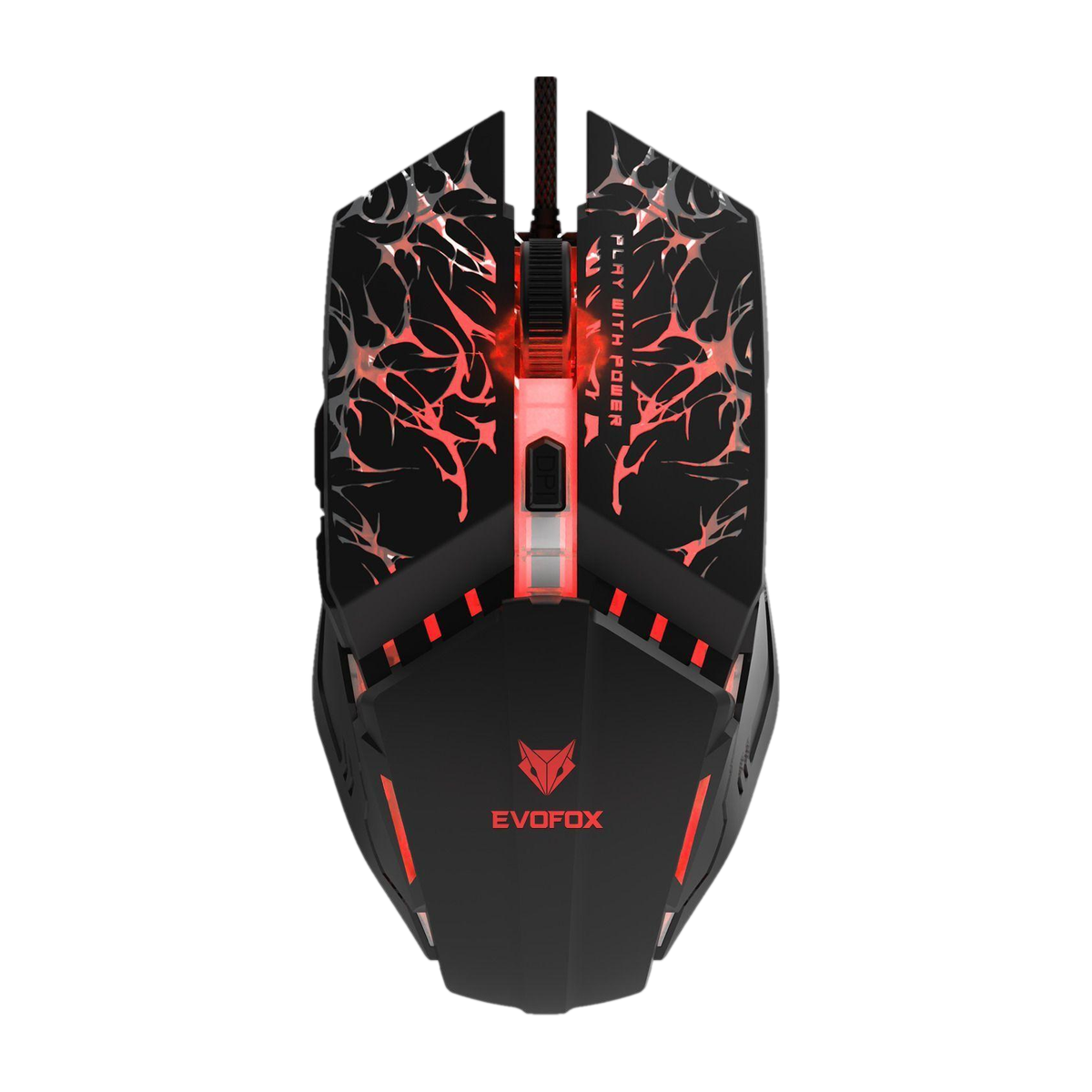 EVOFOX Spirit Wired Ergonomic Optical Gaming Mouse 7200 DPI Gaming Sensor, 6 Buttons, Huano Switches, Braided Cable with RGB