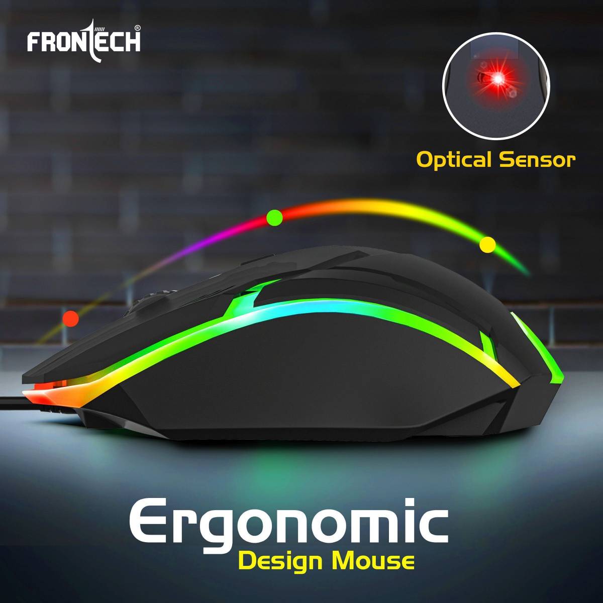 Frontech Wired USB Mouse with 3 Handy Buttons 1500 DPI MS-0067 Wired Ambidextrous Optical Mouse — photo 4