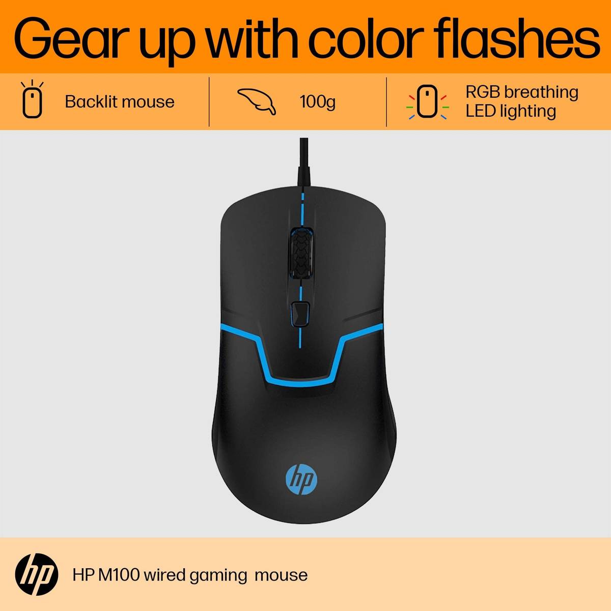 HP M100 Wired Ambidextrous Optical Gaming Mouse — photo 4