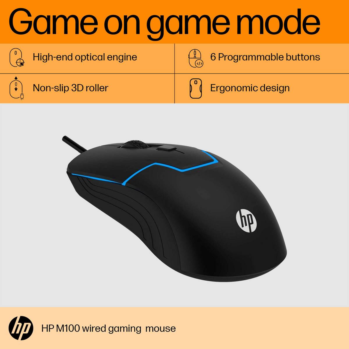 HP M100 Wired Ambidextrous Optical Gaming Mouse — photo 2