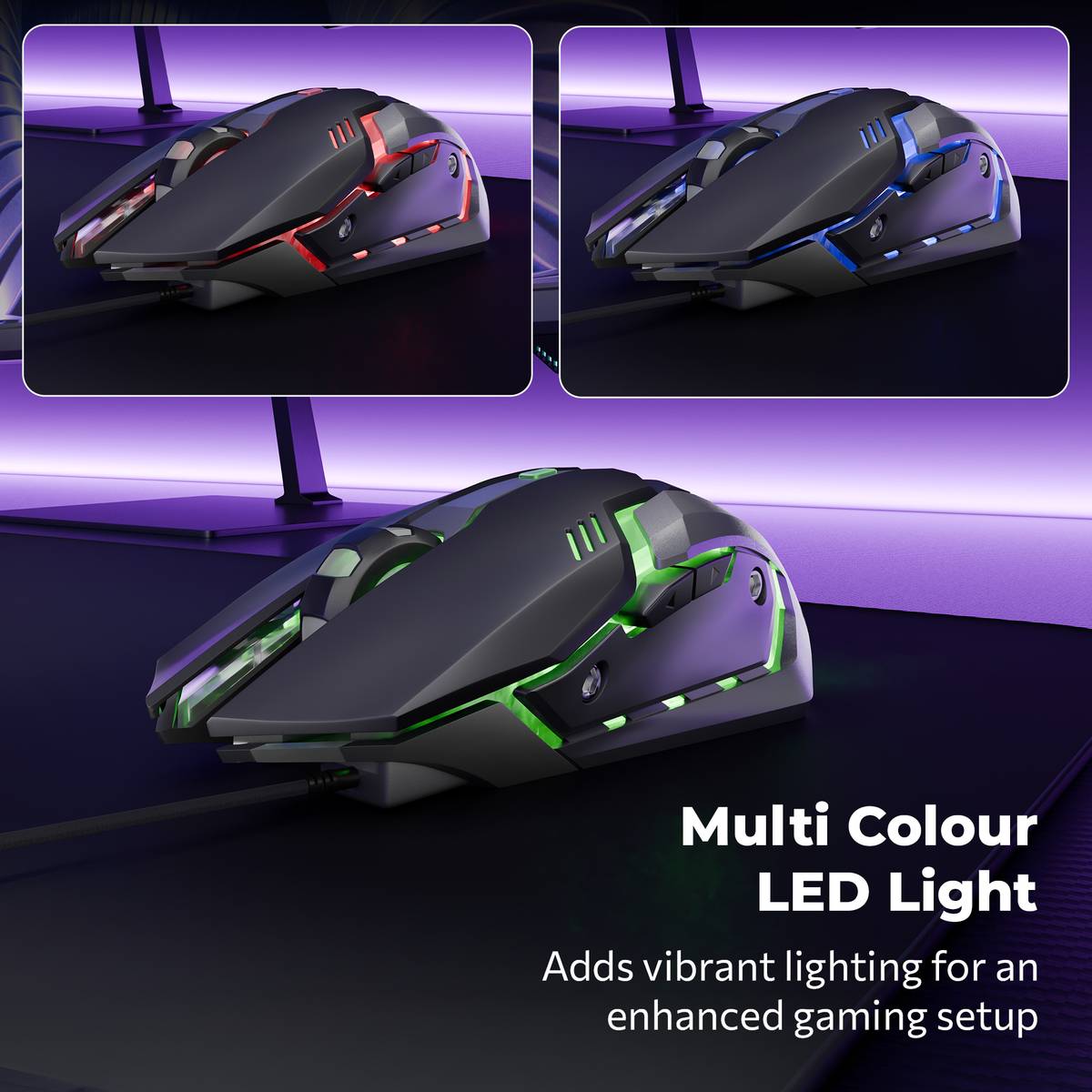 ZEBRONICS Transformer M Wired Ambidextrous Optical Gaming Mouse with Upto 3200 DPI, 6 Buttons with DPI Switch, Multicolor LED Lights, 1.5m Braided Cable — photo 5