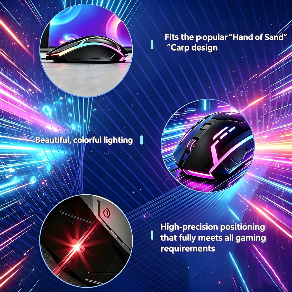 HMDMART HMD RGB Gaming Mouse32 Wired Ambidextrous Optical Gaming Mouse — photo 2
