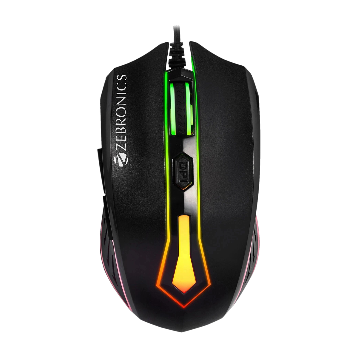 ZEBRONICS Zeb - SNIPER Wired Ambidextrous Optical Gaming Mouse High Precision, 2400DPI, 6 Buttons, RGB Light, Weight Plug & Play