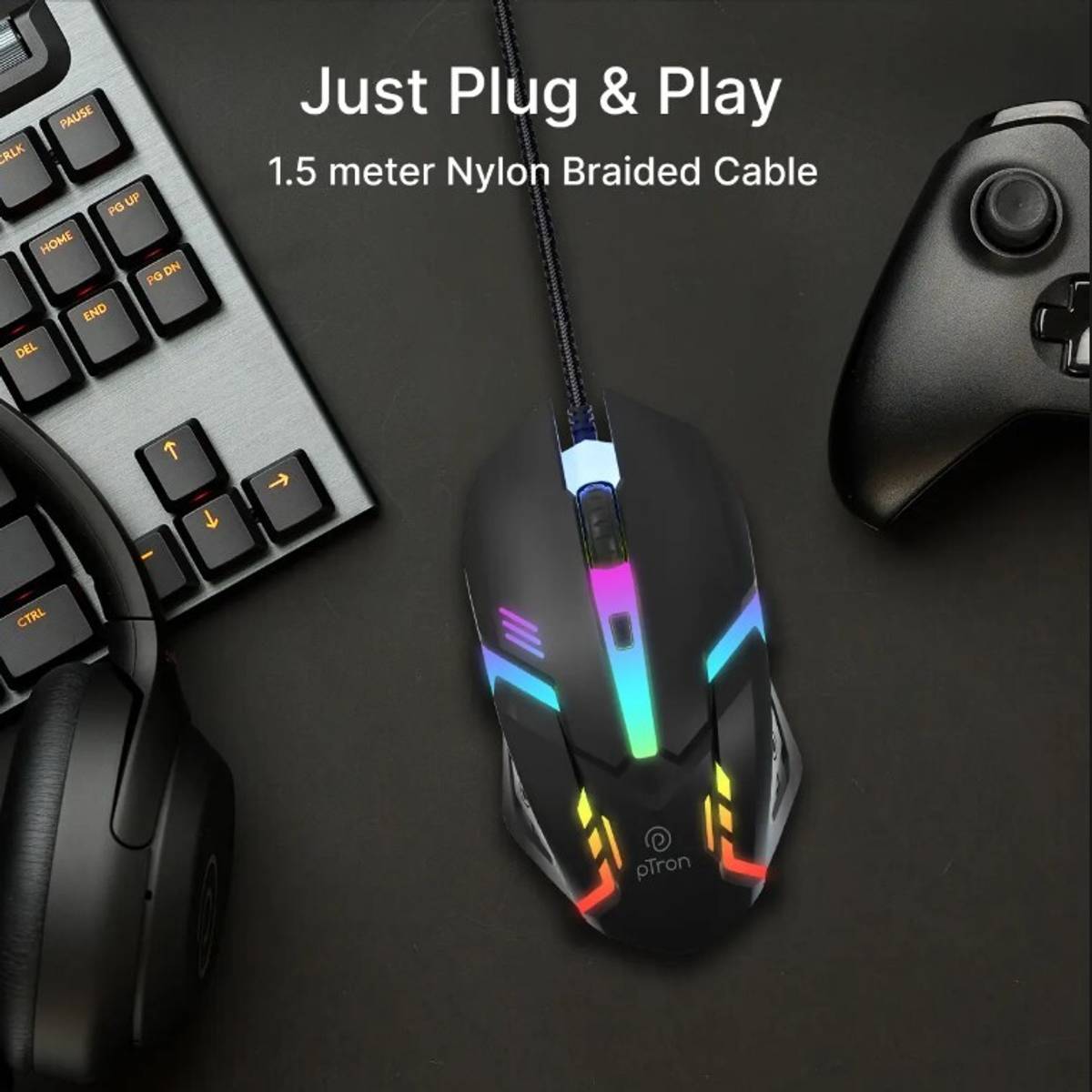 Flick M12 Wired Ambidextrous Optical Mouse w/ DPI Switch, Plug & Play, 4 Buttons — photo 2