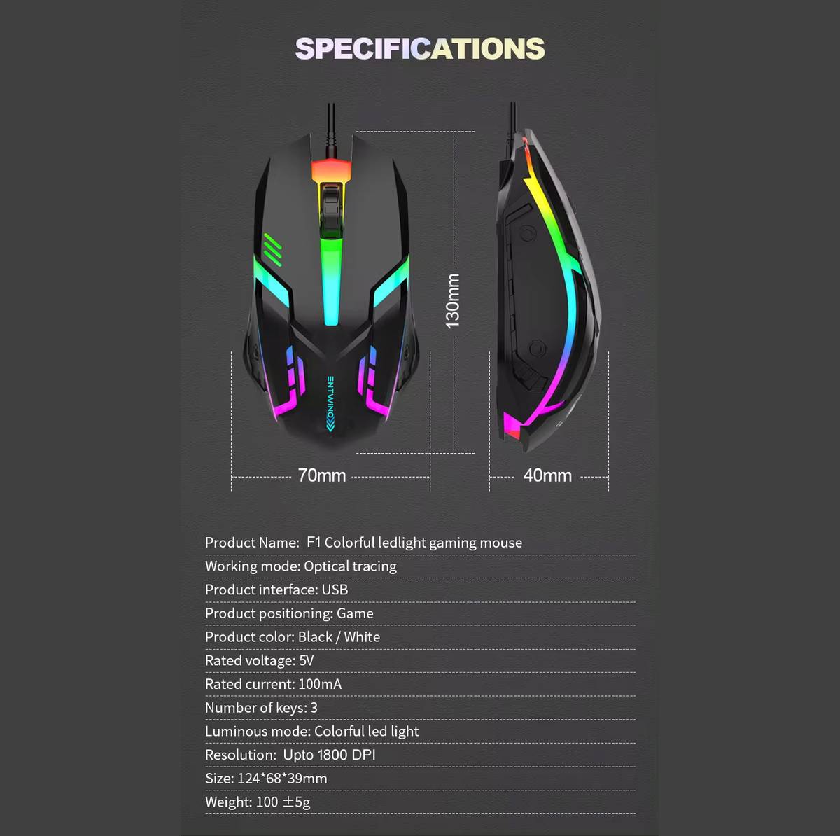 Gaming Mouse Wired For Computer Braided Wired Ambidextrous Optical  Gaming Mouse — photo 5